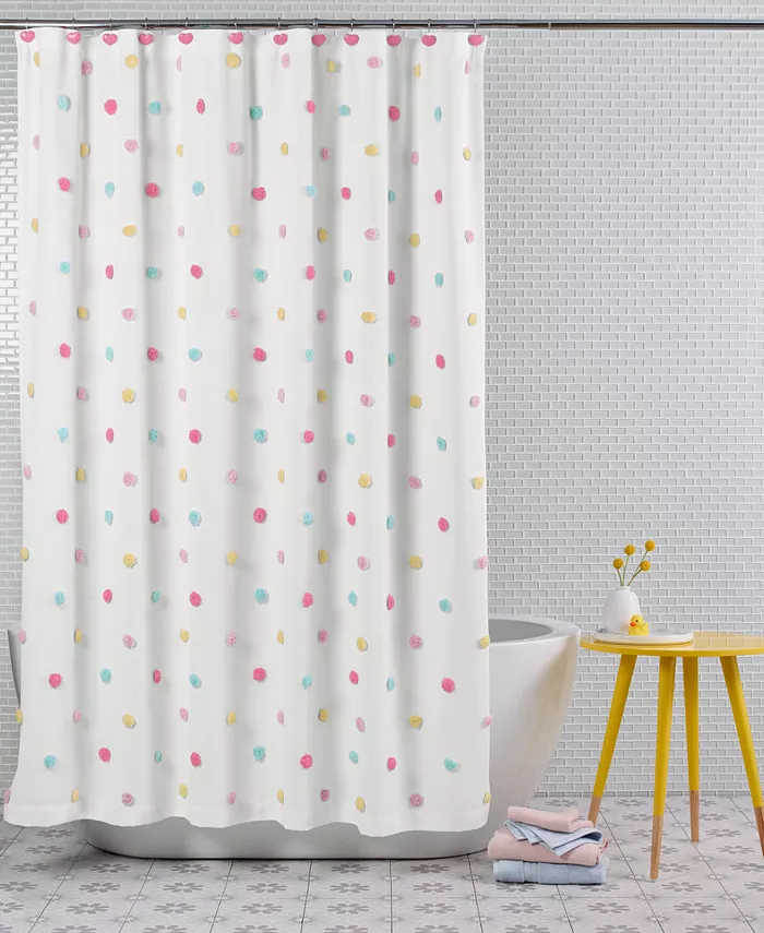 Charter Club Kids Tufted Dot Shower Curtain， 72
