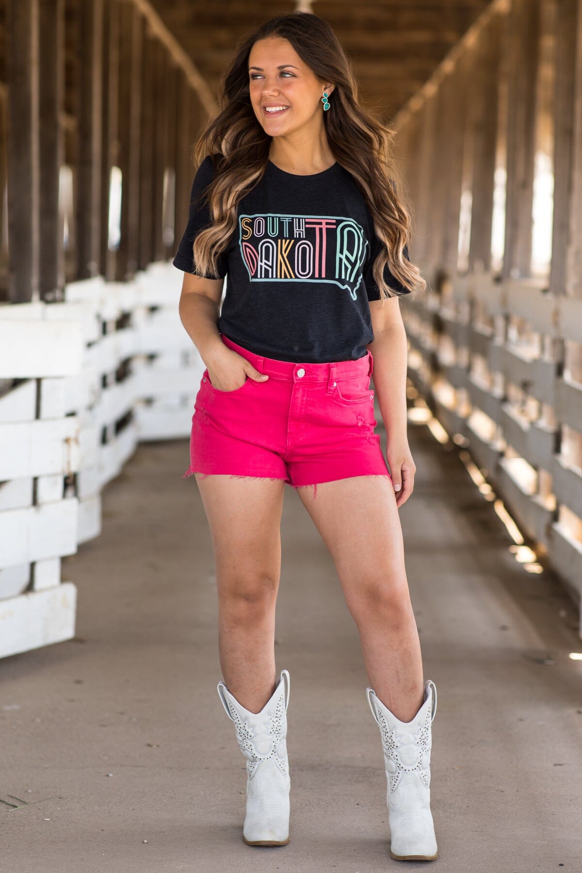 Sneak Peek Hot Pink Fray Hem Shorts