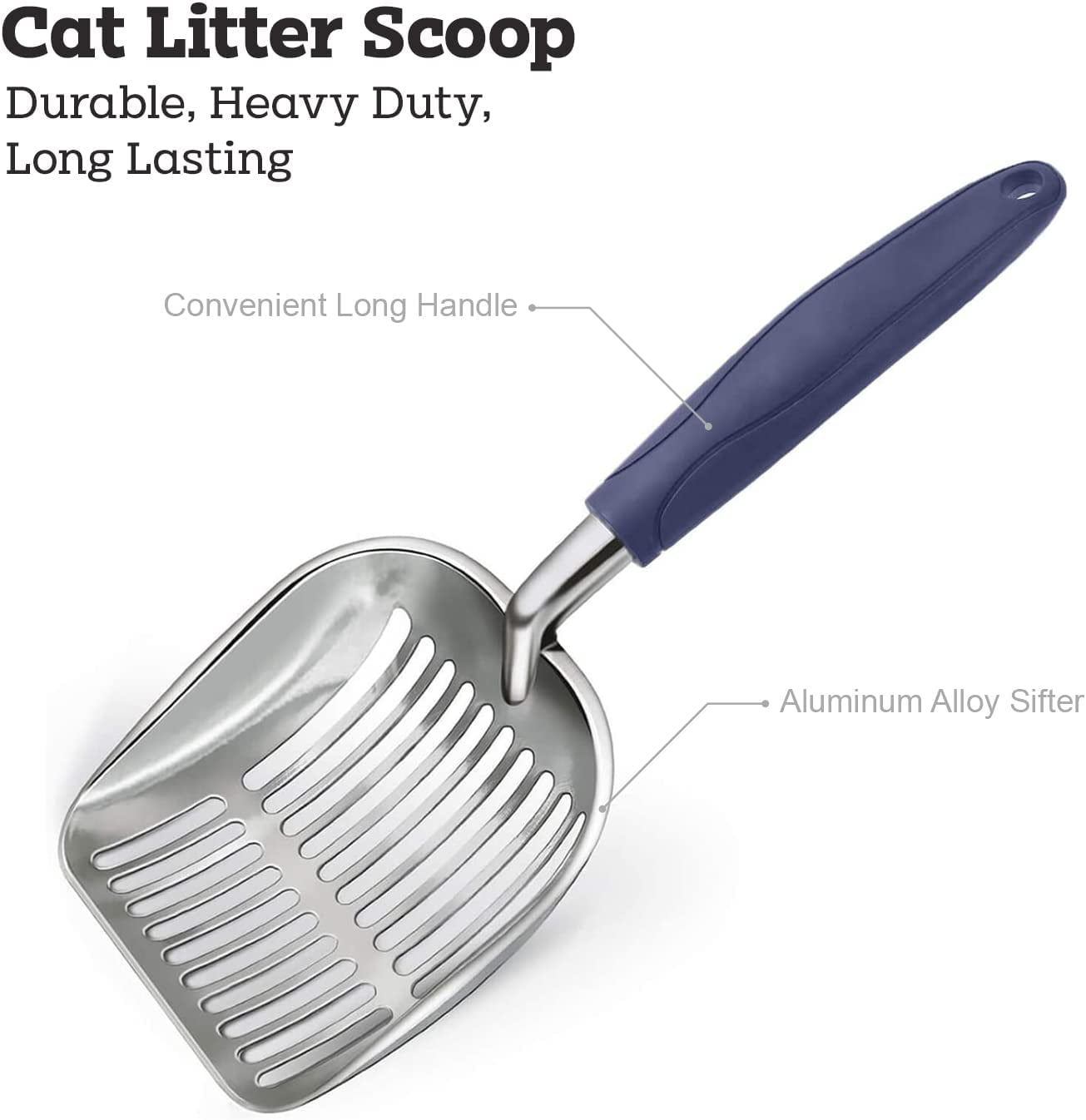 Stainless Steel Cat Litter Box + Cat Litter Scoop， Extra Large Litter Box Has High Sides， Doesn't Absorb Odor， Rust or Stains， Cat Litter Scooper has Aluminum Alloy Sifter， Metal Scooper， Deep shovel.