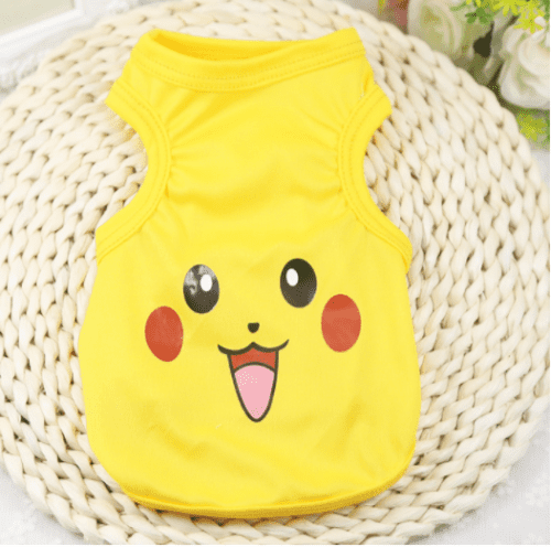Cute Pokemon Logo t-Shirt Yellow Pokemon Design Shirt FOR SMALL DOGS Small Dog Sweater (XS)