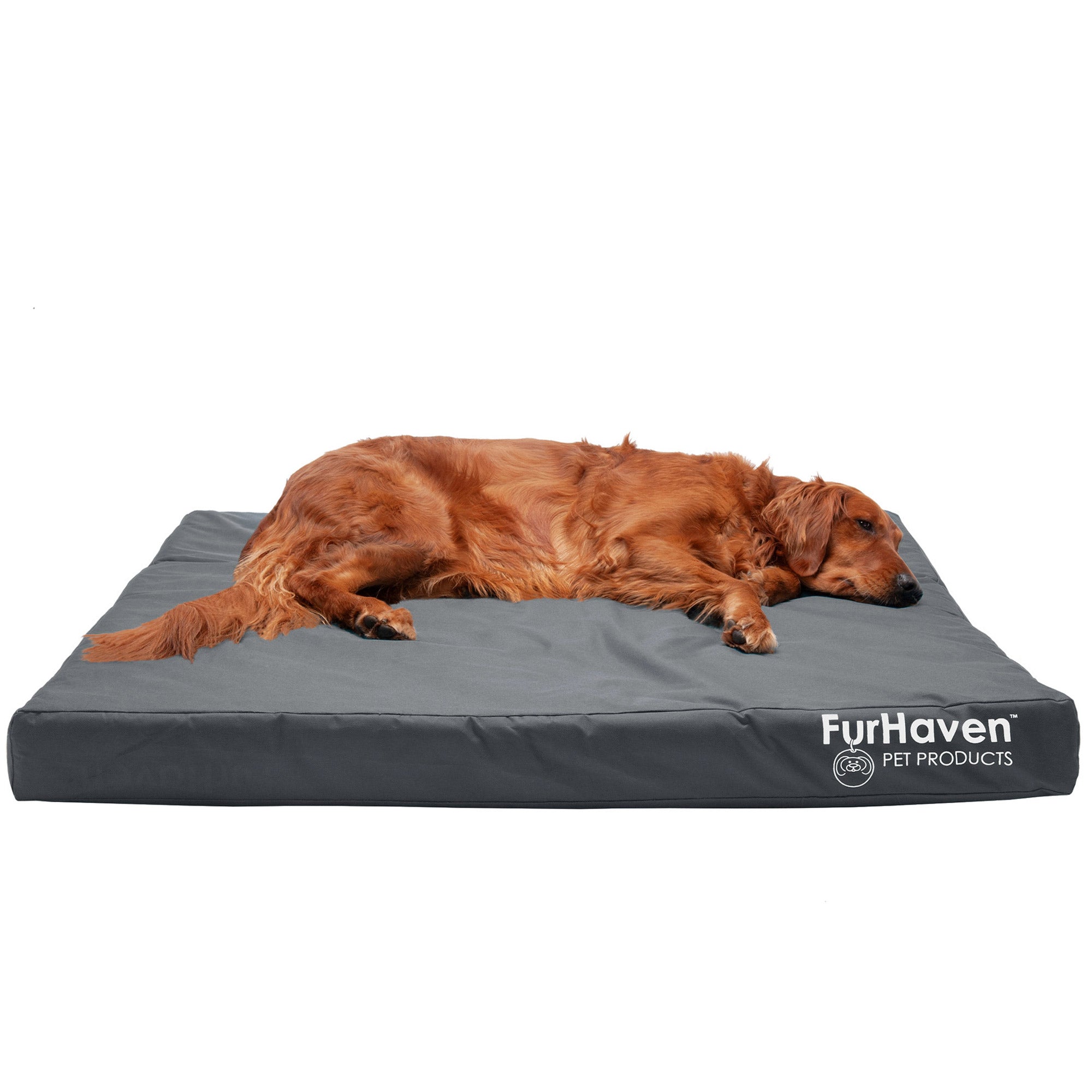 FurHaven Pet Products Deluxe Cooling Gel Memory Foam Orthopedic Oxford Indoor/Outdoor Water-Resistant Bed for Dogs and Cats， Stone Gray， Jumbo