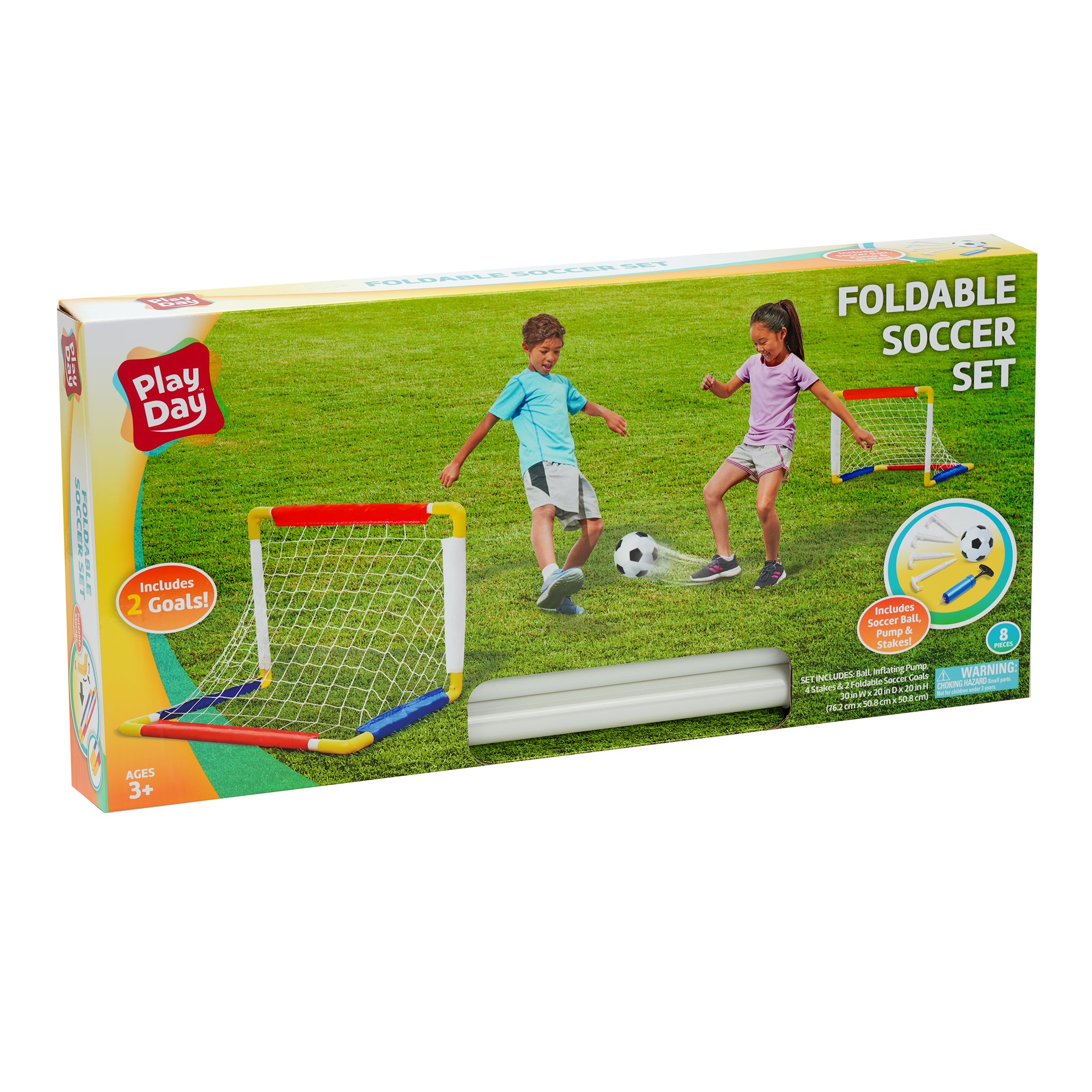 Play Day Foldable Soccer Set， Beginner Sports Soccer Game， Children Ages 3+