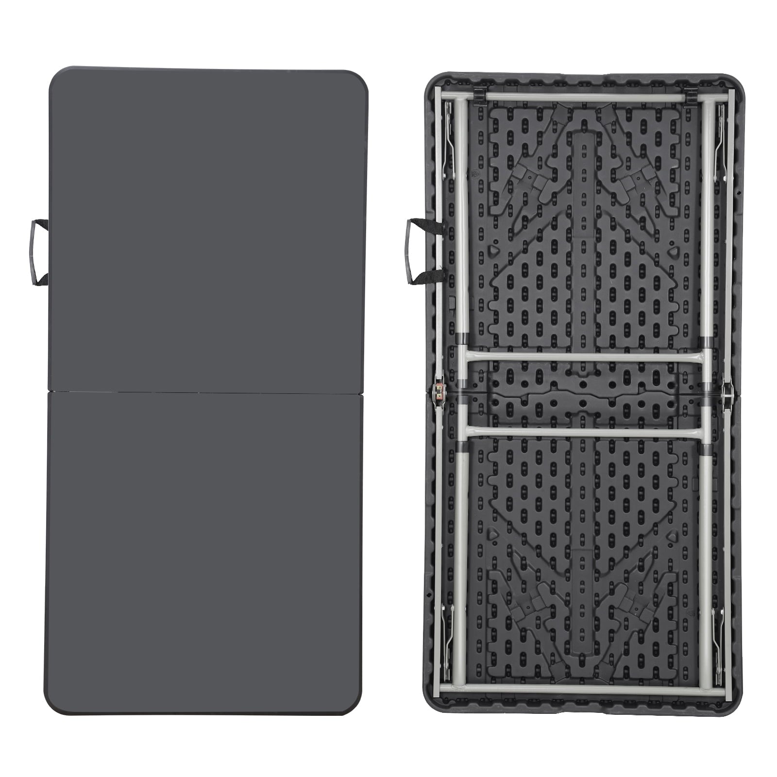 SUGIFT 4ft Folding Table, Adjustable Height Camping Table Office Table for Indoor/Outdoor Picnic Camping Bench, Black