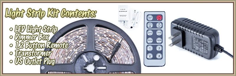 Biltek 16.4' ft Cool White Aquarium Fish Tank White LED Lighting Strip + Dimmer + Remote + Wall Plug 110V - Main Lighting Fresh Water Salt Water Tanks Water Resistant 3528 SMD Flexible DIY 110V-220V