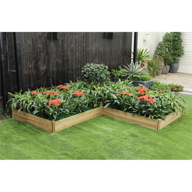 Winsome House WHPL1261 Three Section L-Shaped Raised Garden Bed Planter, Natural Wood