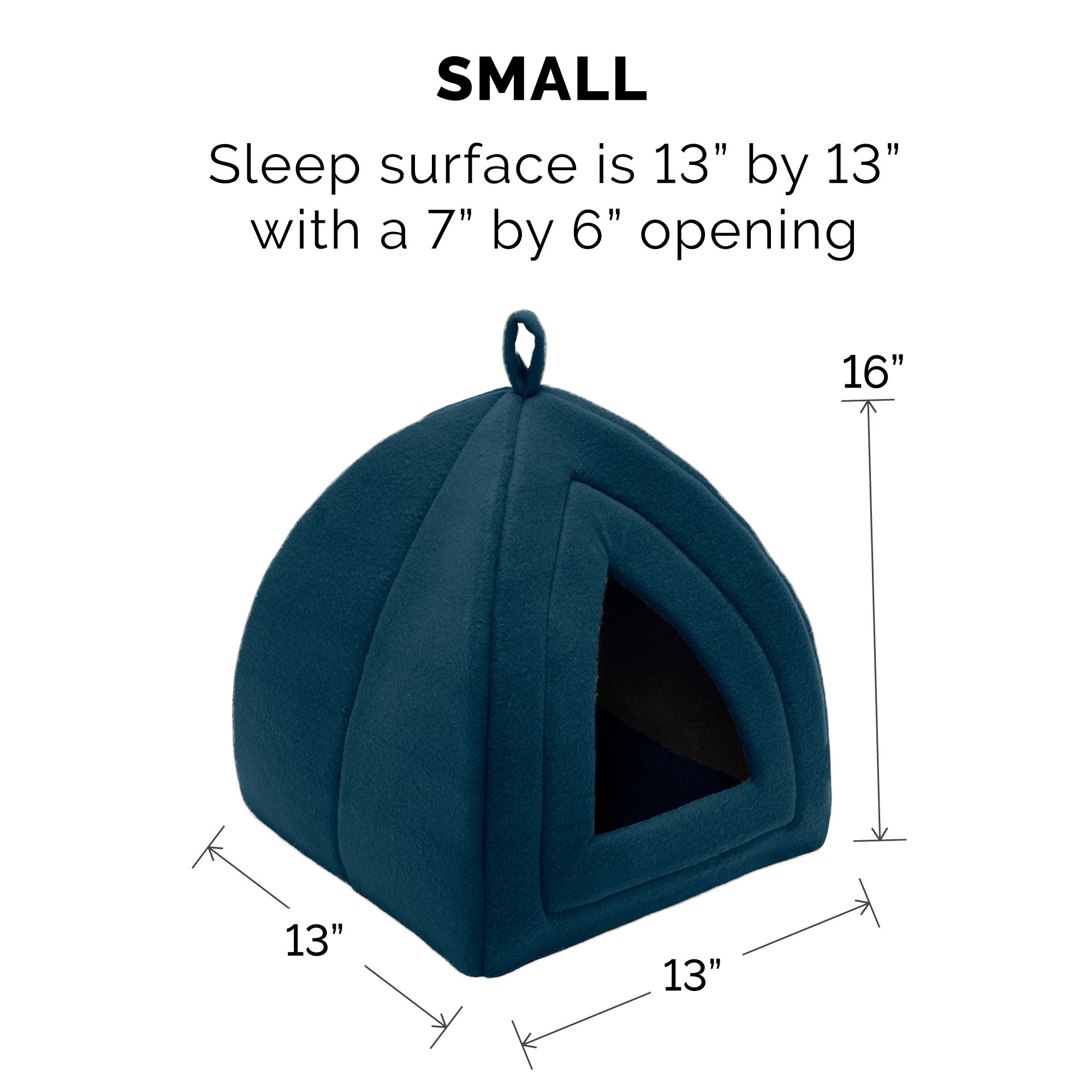 FurHaven Pet Cat Bed | Fleece Hooded Tent House Pet Bed for Cats and Small Dogs， Lagoon Blue