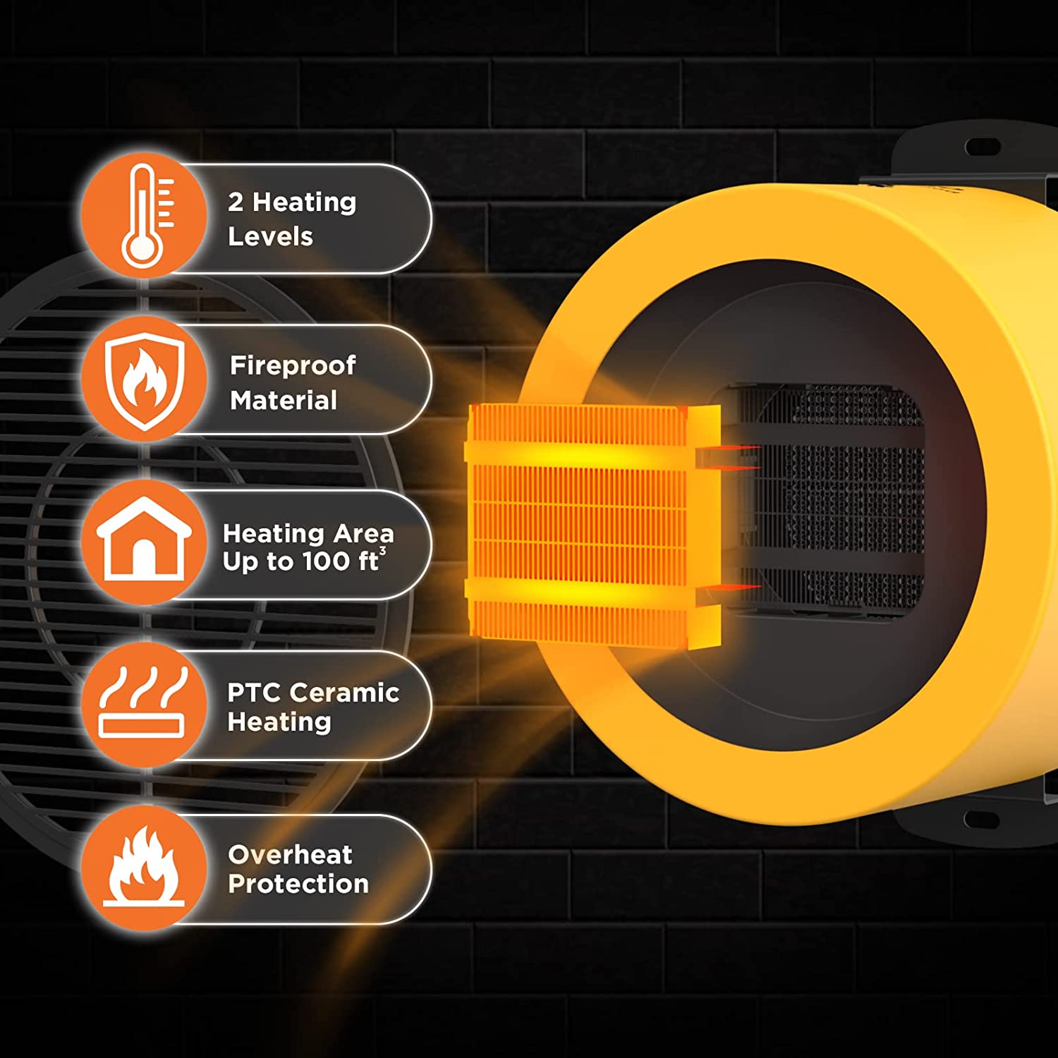 TURBRO Neighborhood Dog House Heater 400W， Wall Mount， 10ft Anti Bite Cord， Waterproof Control， Overheat Protection， Electric Warmer for Hound Kennel Cat Cage Chicken Coop Rabbit Hutch， UL Test Passed