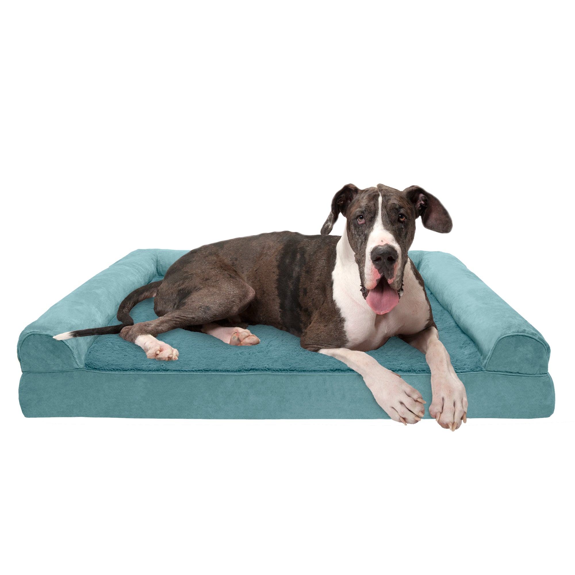 FurHaven Pet Products | Memory Foam Plush and Suede Sofa Pet Bed for Dogs and Cats， Deep Pool， Jumbo Plus
