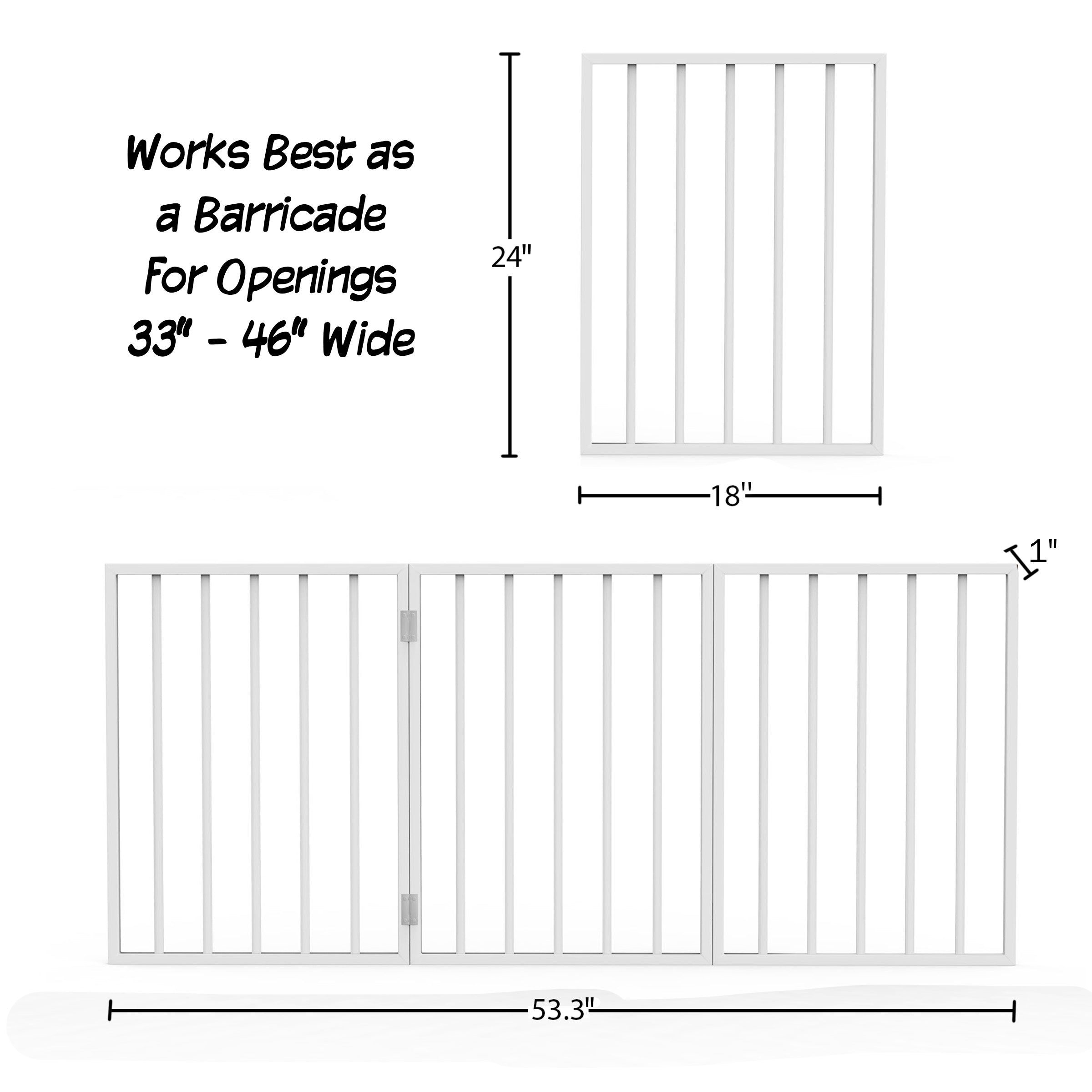 Pet Gate – Dog Gate for Doorways， Stairs， or Rooms – 24-inch Freestanding， Folding， Accordion Style， Wooden Indoor Dog Fence by PETMAKER (White)