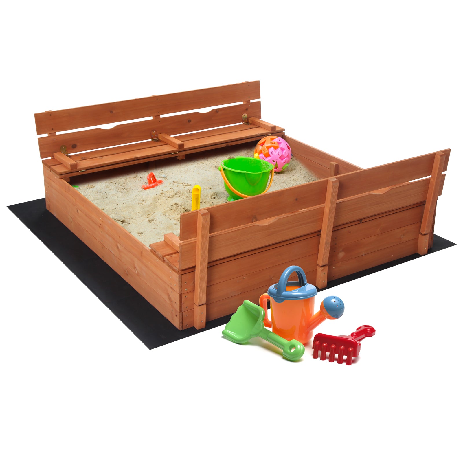 Luckinbaby Wooden Sandbox with Lid， Puzzle Development Dustproof Play Tool