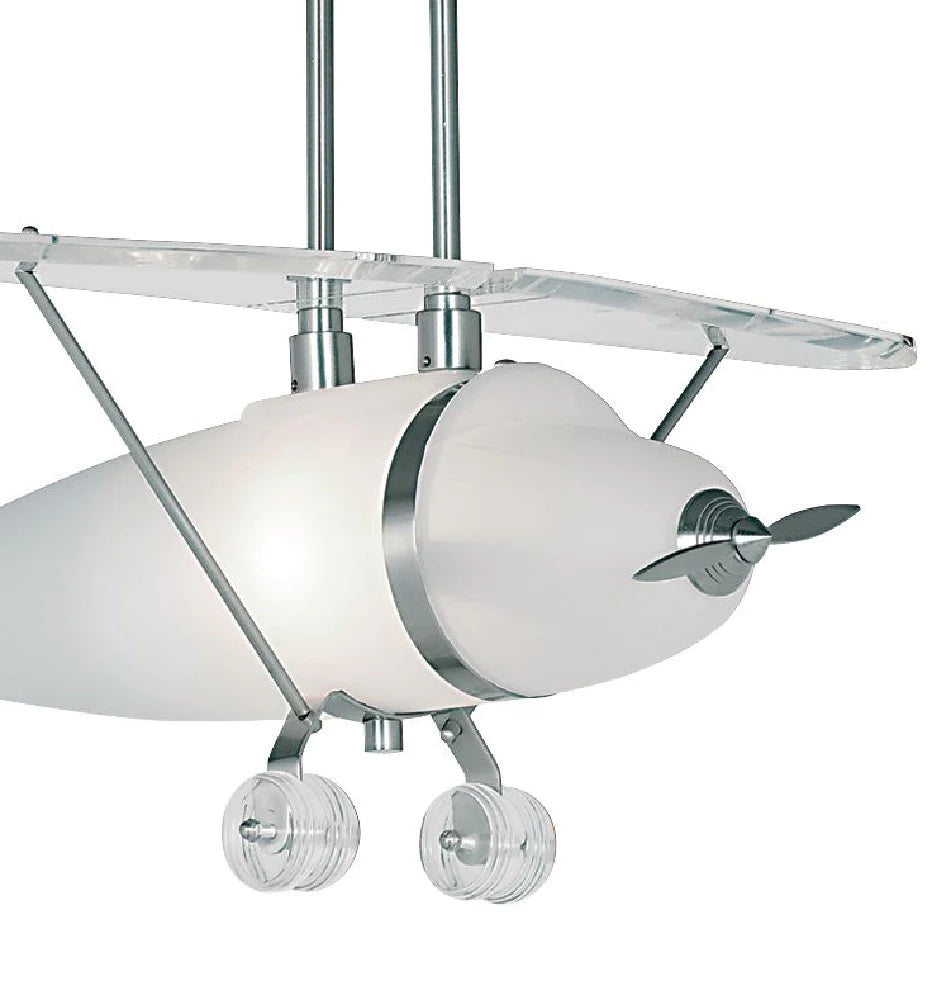 Searchlight 737 Satin Chrome Frosted Glass Airplane Pendant Ceiling Light