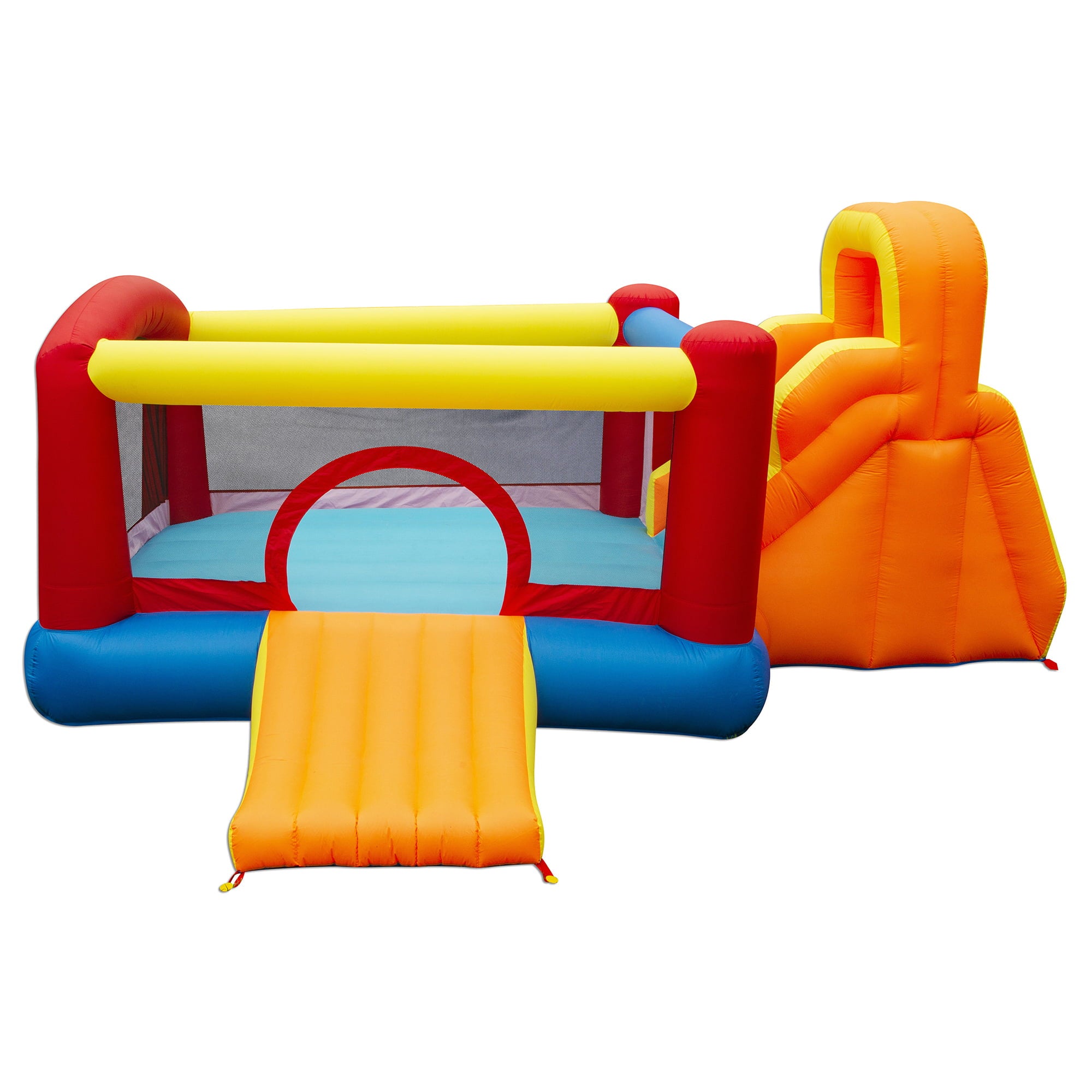 Banzai Double Slide Vinyl Backyard Bouncer Inflatable Slide and Bounce House， Children Age 3+