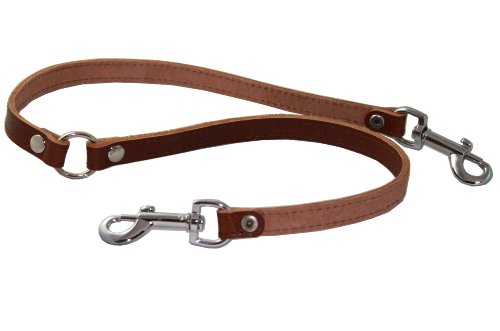 Genuine Leather Double Dog Leash - Two Dog Coupler (Brown， Medium 15