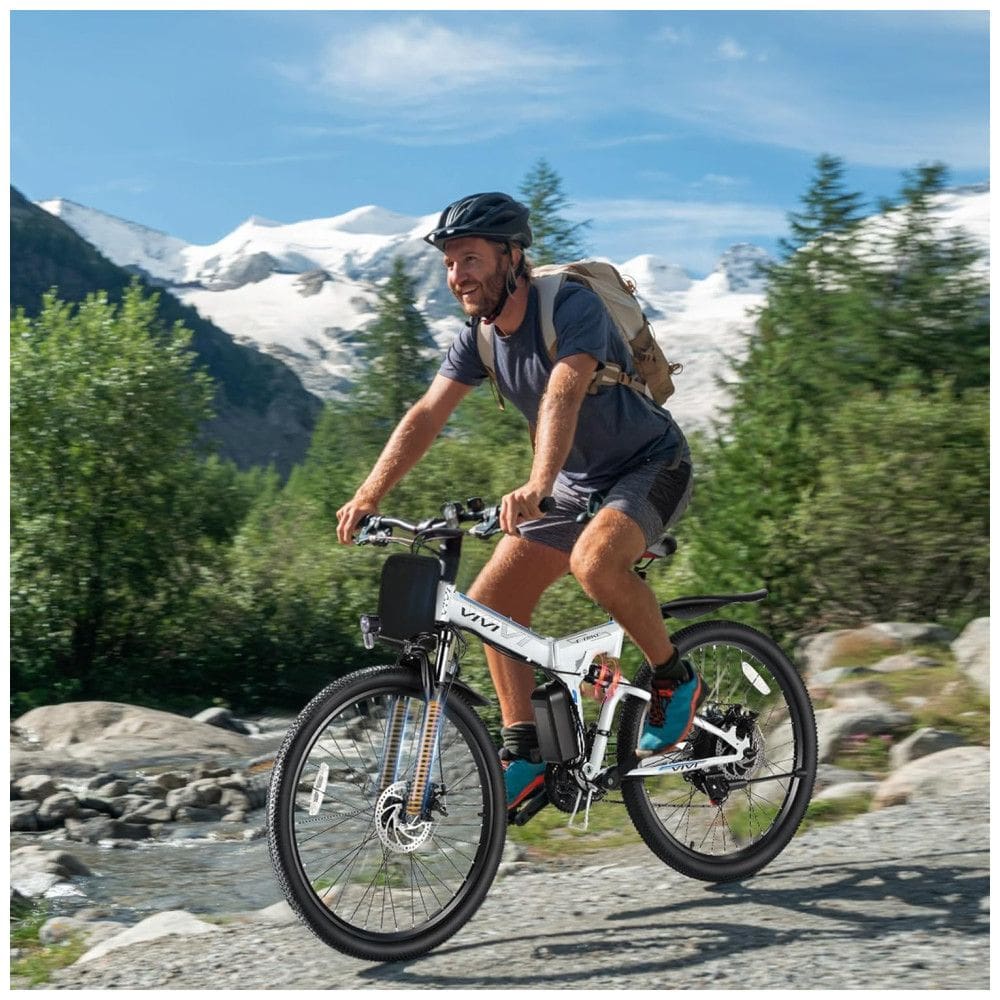 VIVI Bicicleta Elétrica Motorizada 21 Velocidades e 3 Modos, 350W, Preta. Branca