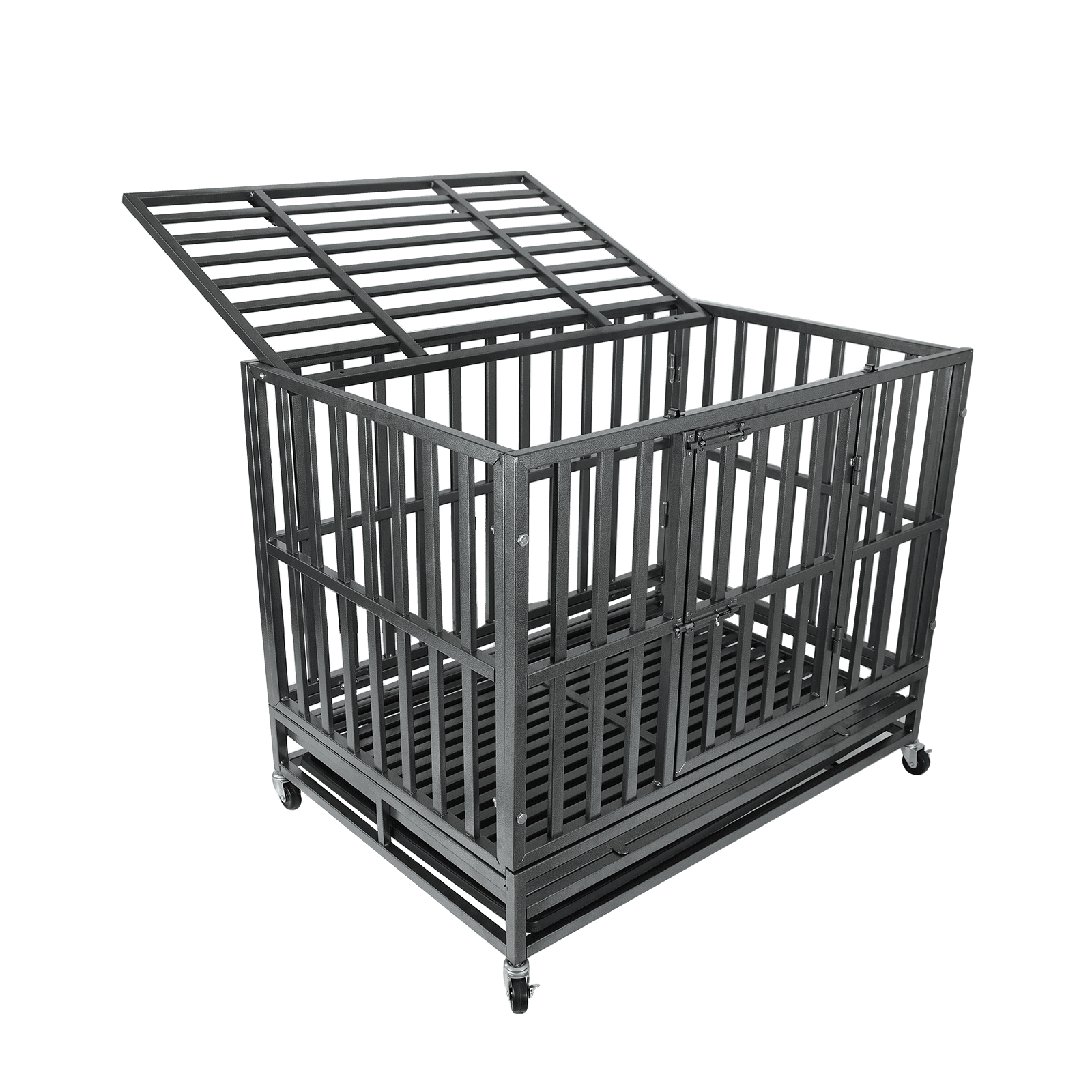 Confote 38Inch Heavy Duty Dog Cage Strong Metal Kennel and Crate for Medium and Large Dogs， Pet Playpen with Four Lockable Wheels
