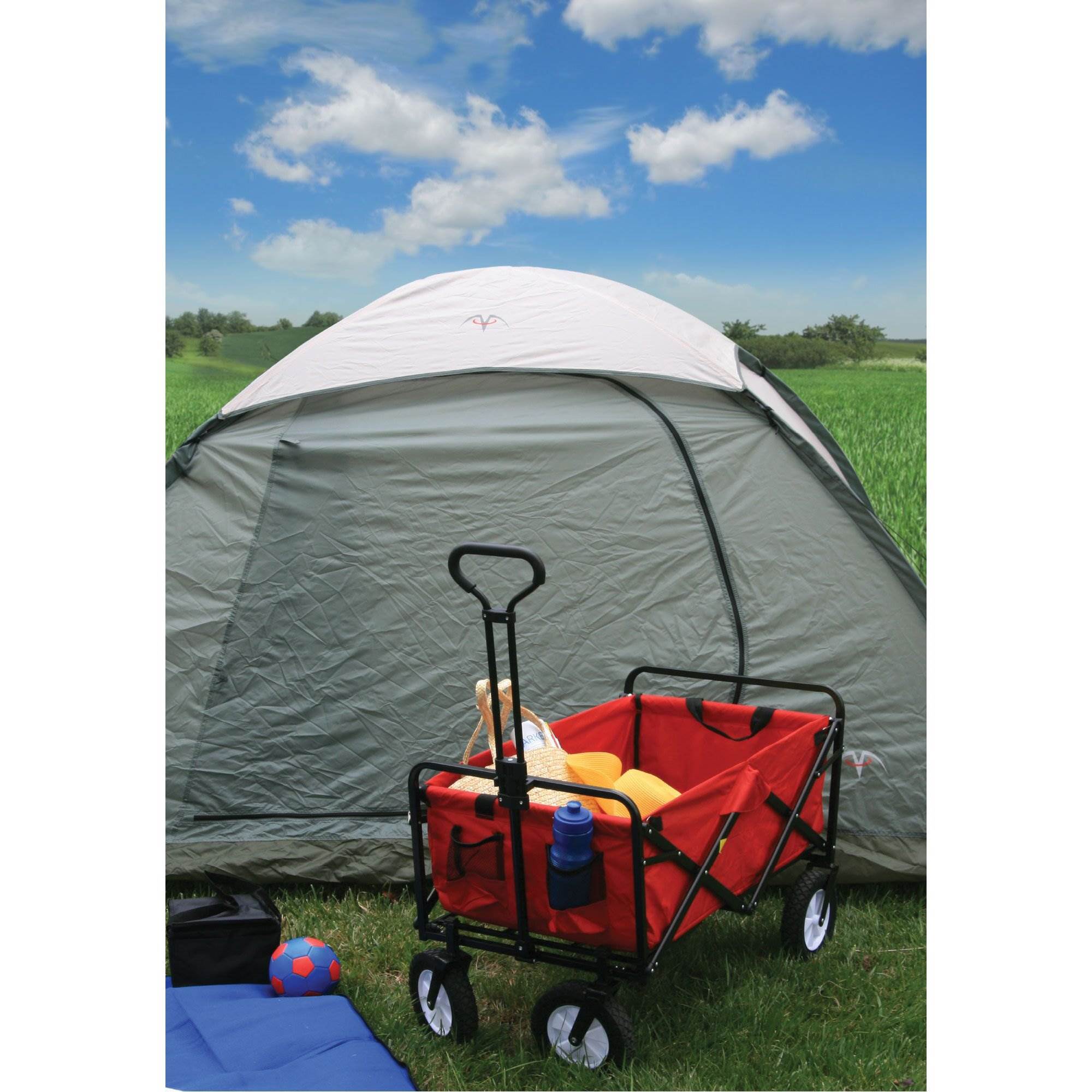 Mac Sports Collapsible Steel Frame Outdoor Garden Camping Wagon， Gray (2 Pack)