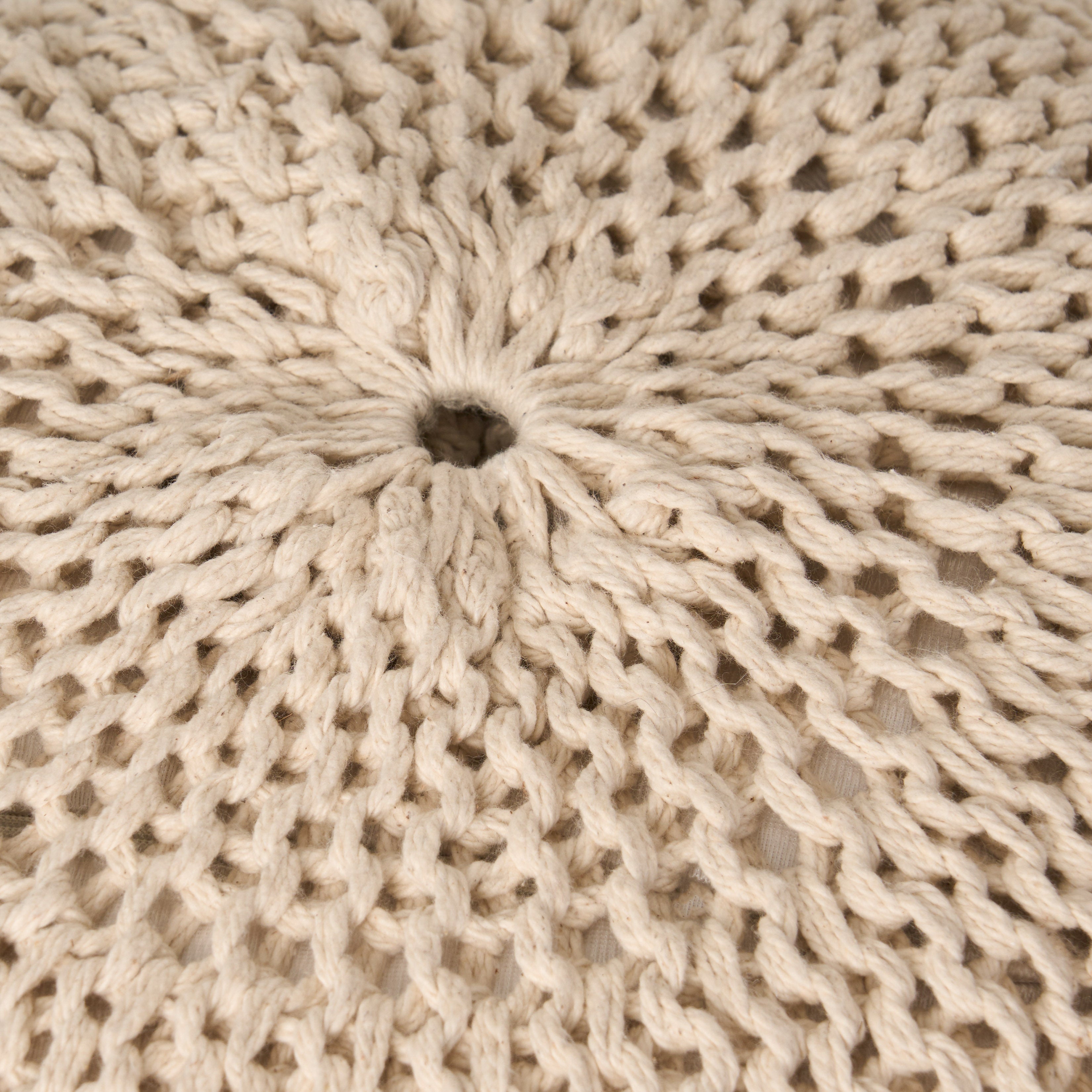 Sardis Modern Knitted Cotton Round Pouf