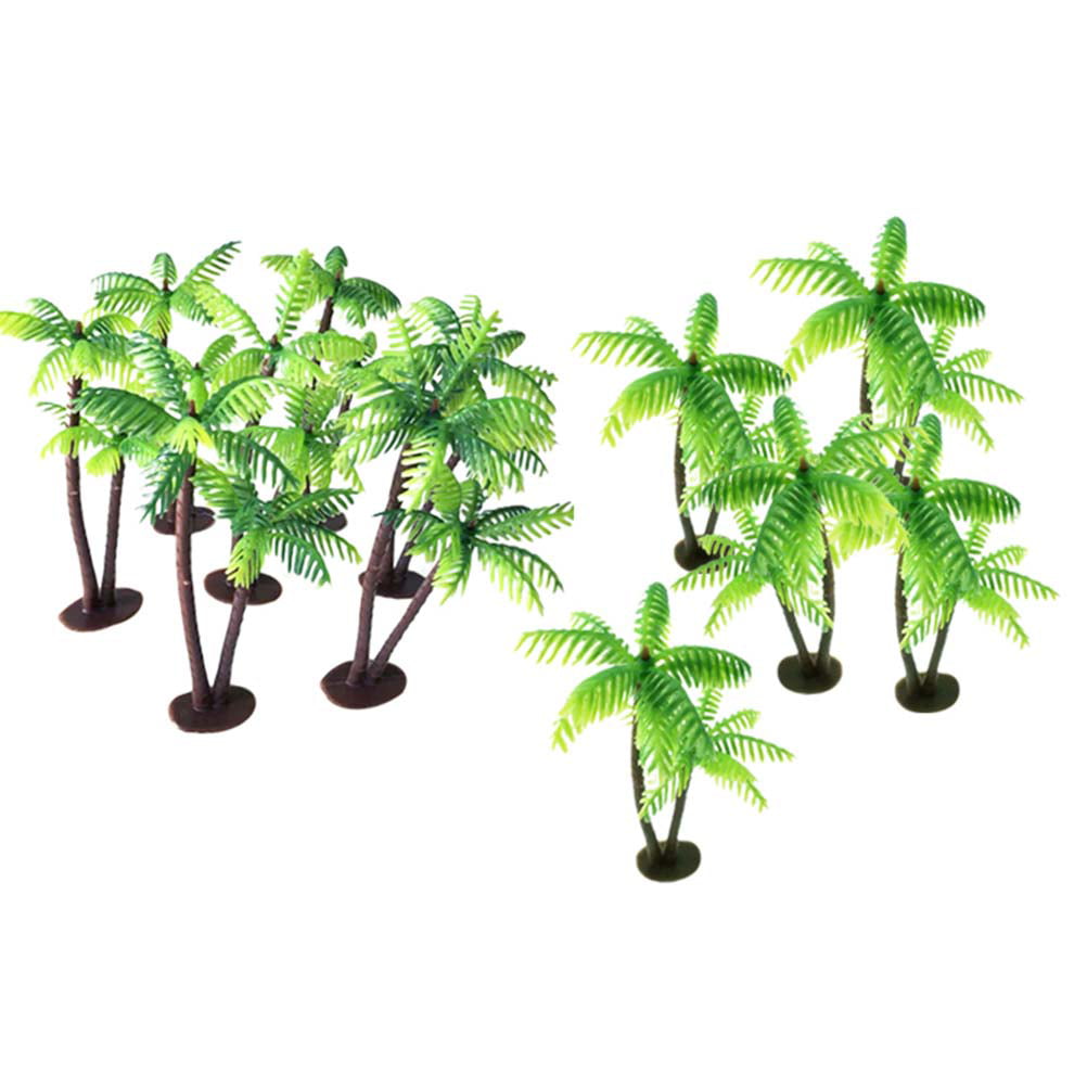 NUOLUX 12Pcs Plastic Coconut Palm Tree Miniature Plant Pots Bonsai Craft Micro Landscape DIY Decor