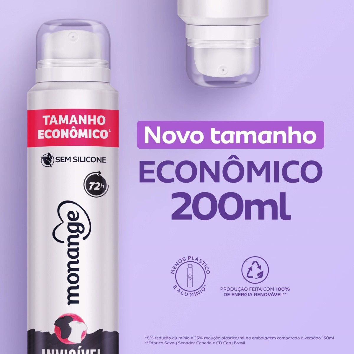 Antitranspirante Aerossol Monange Invisivel 200ml Spray Tamanho Economico
