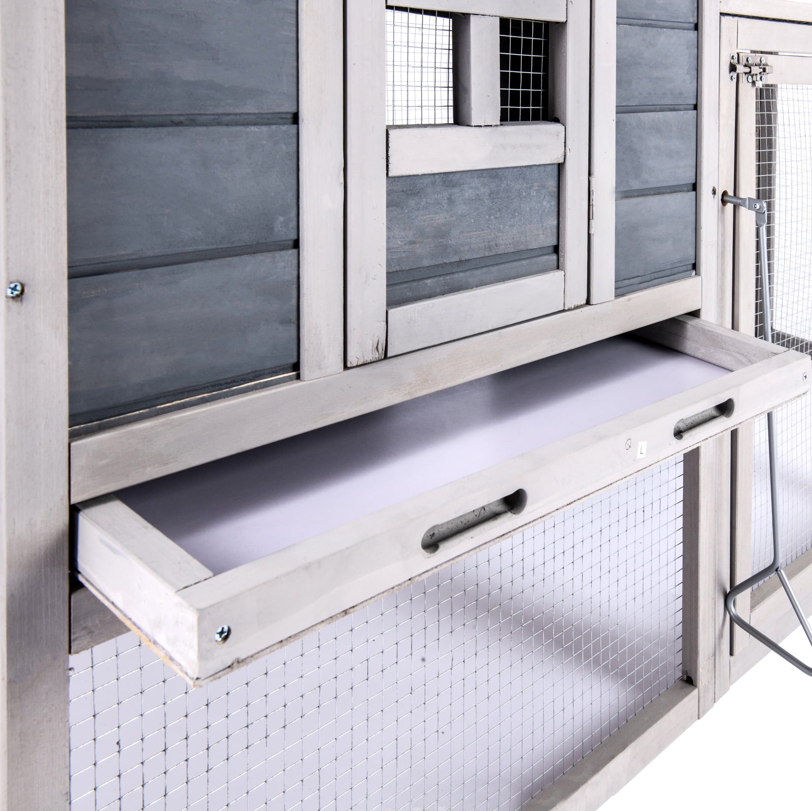 Chicken Coop for 2-4 Chcikens 80'' Wooden Rabbit Hutch Outdoor Poultry House with Chicken Run Cage， Egg Box and Waterproof Roof for Garden Backyard Gray