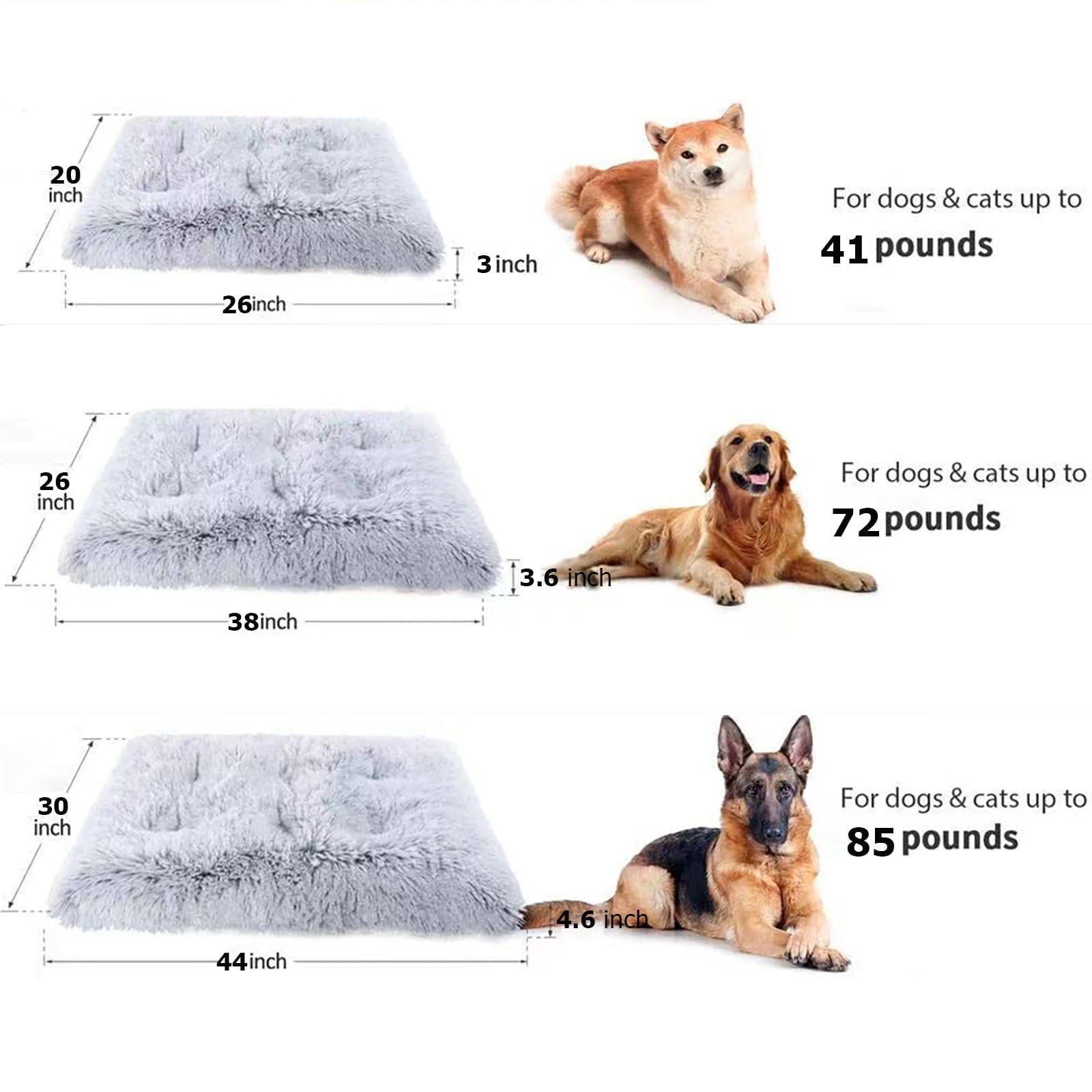 Large Dog Bed Anxiety Washable Cat Dog Mats Anti-Slip Bottom Large 44''×30'' Pet Beds