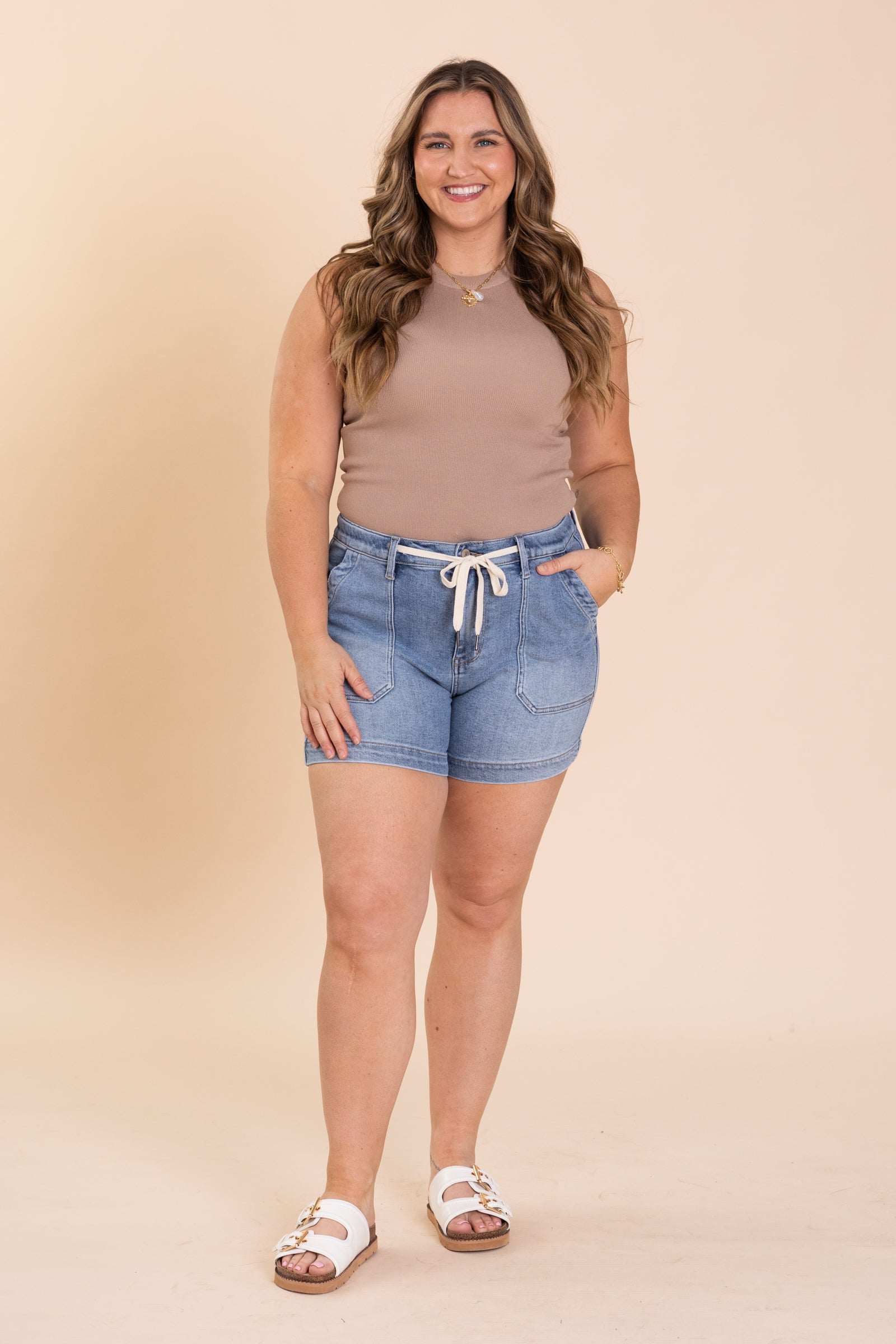 Judy Blue Vintage Wash Denim Jogger Shorts