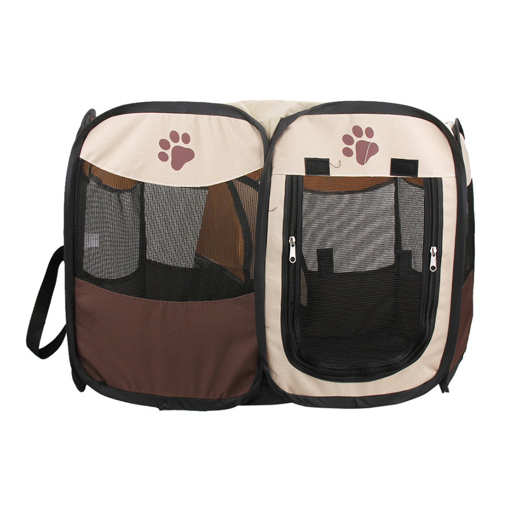 Htovila Foldable Pet Playpen Kennel with Carrying Case for Small Puppies and Cats
