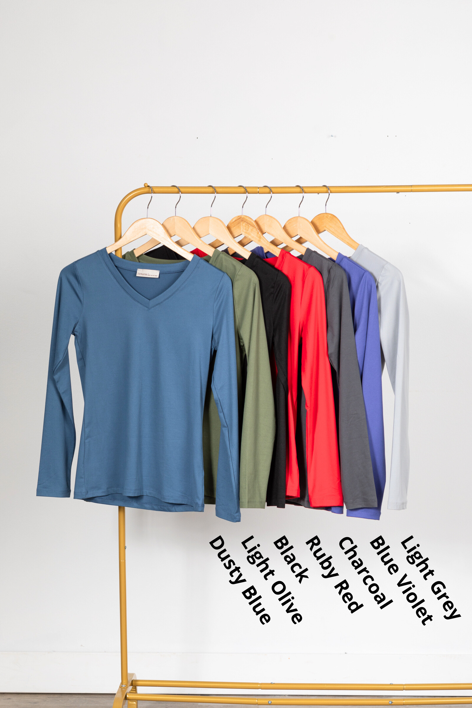 Brushed Microfiber Long Sleeve V-Neck Knit Top