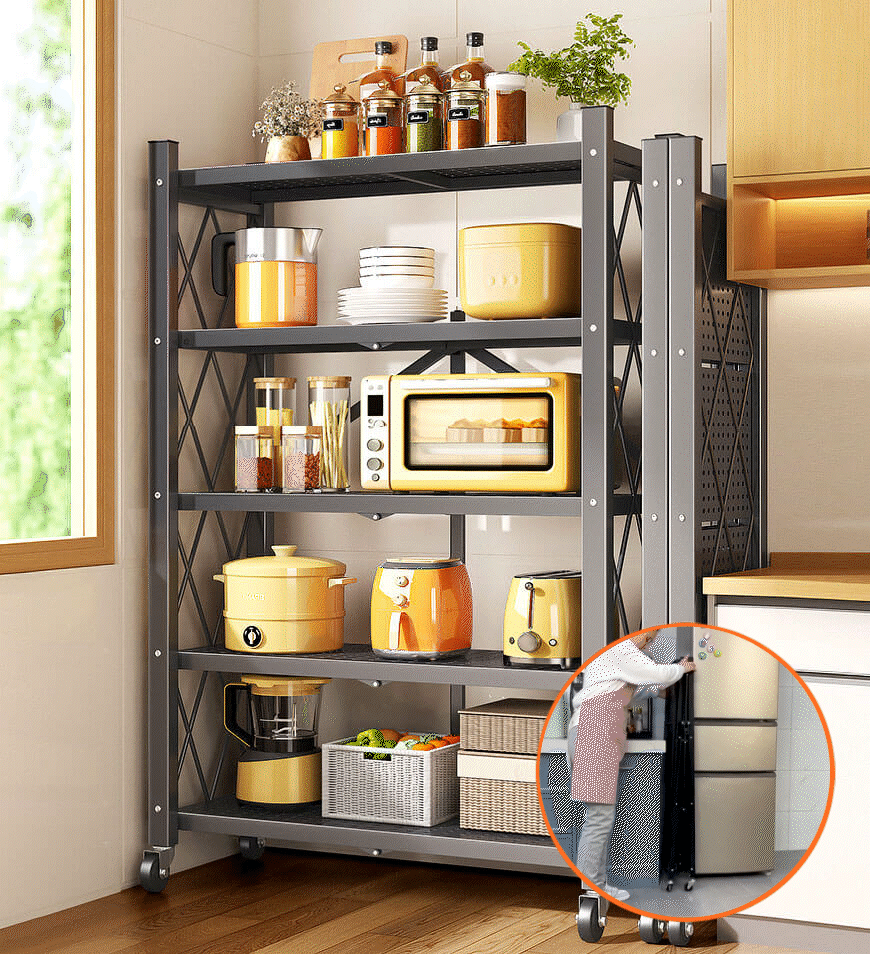 🔥LAST DAY 70% OFF🔥Heavy Duty Foldable Metal Organizer Shelves with Wheels