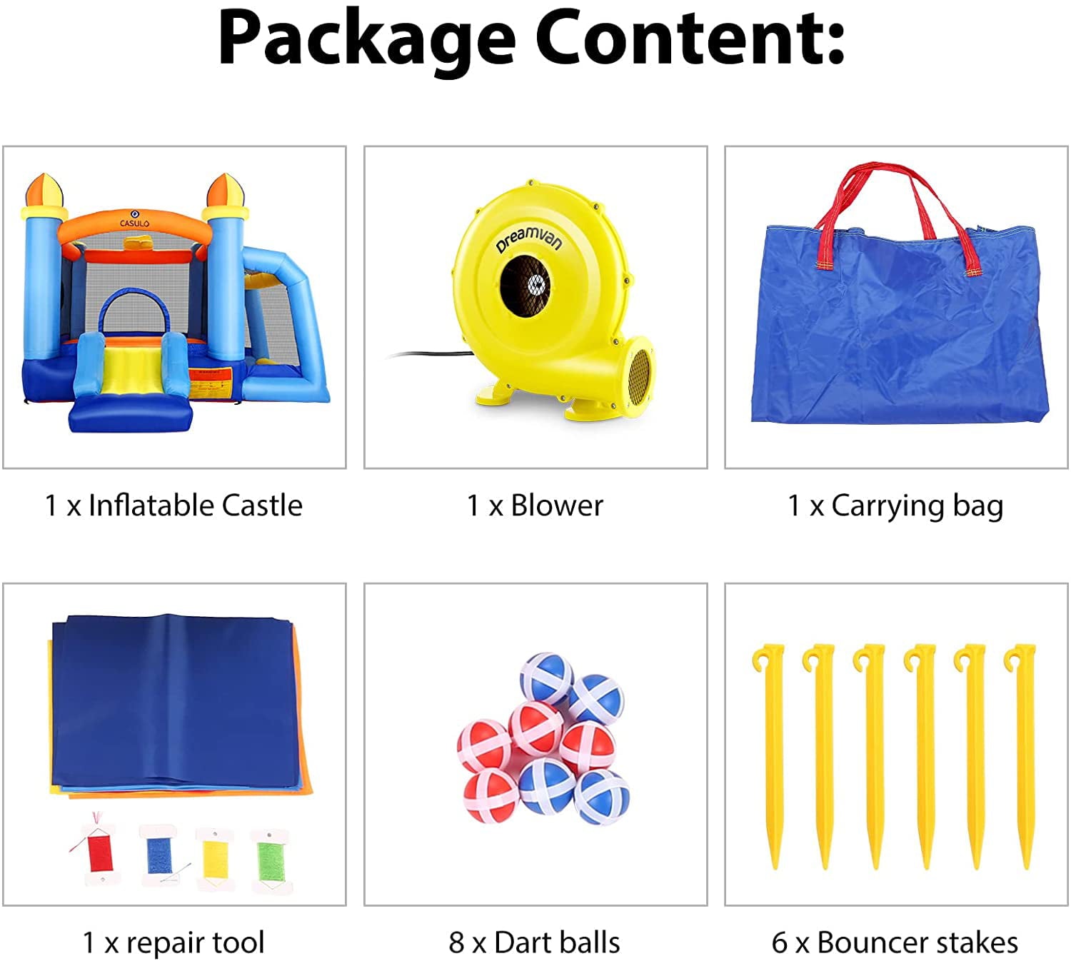 116''x 117'' Toddler Inflatable Bounce House Kids Jumping Bouncer Slide Large Jump Play Area with Blower