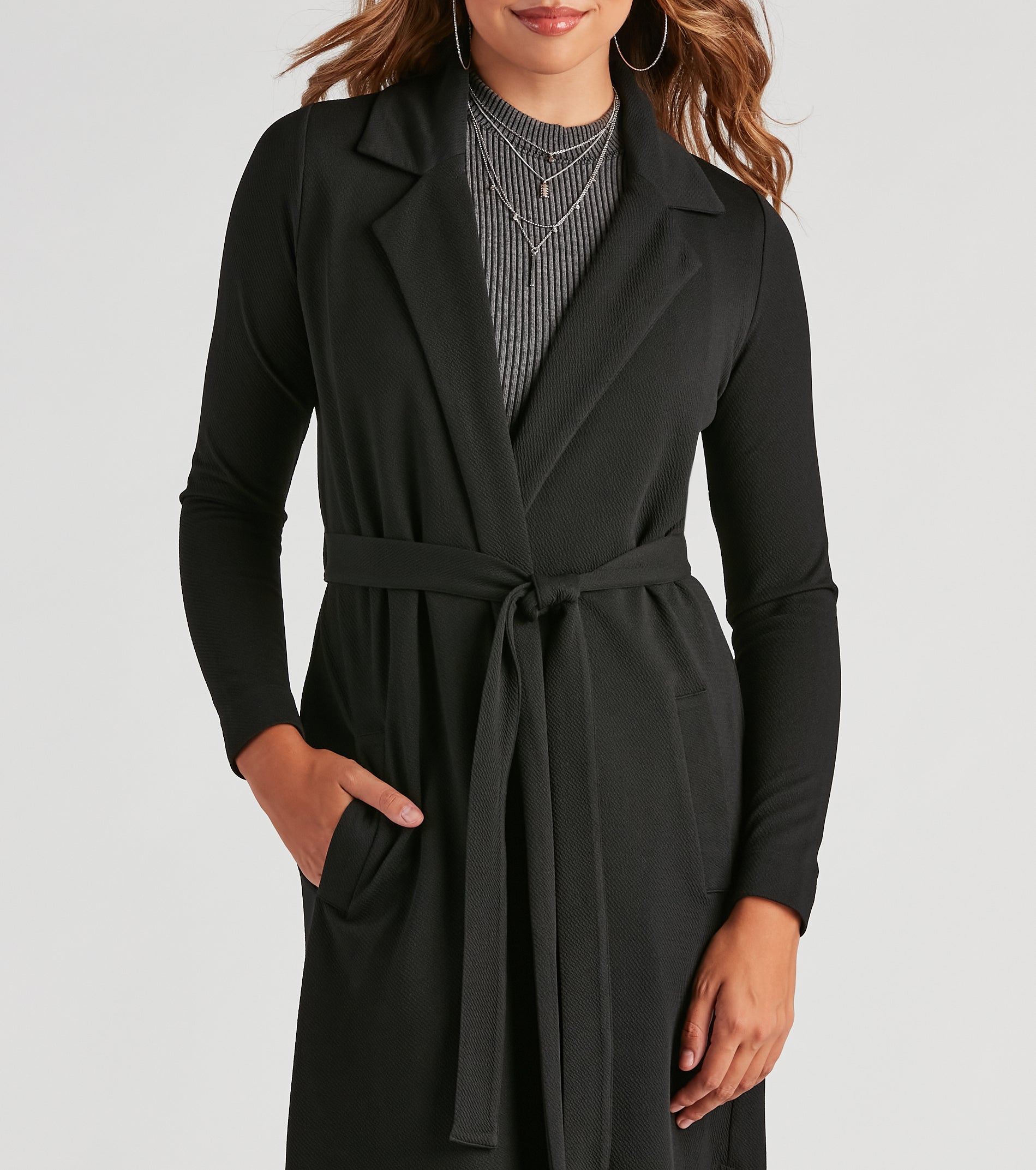 Making Moves Tie Waist Trench