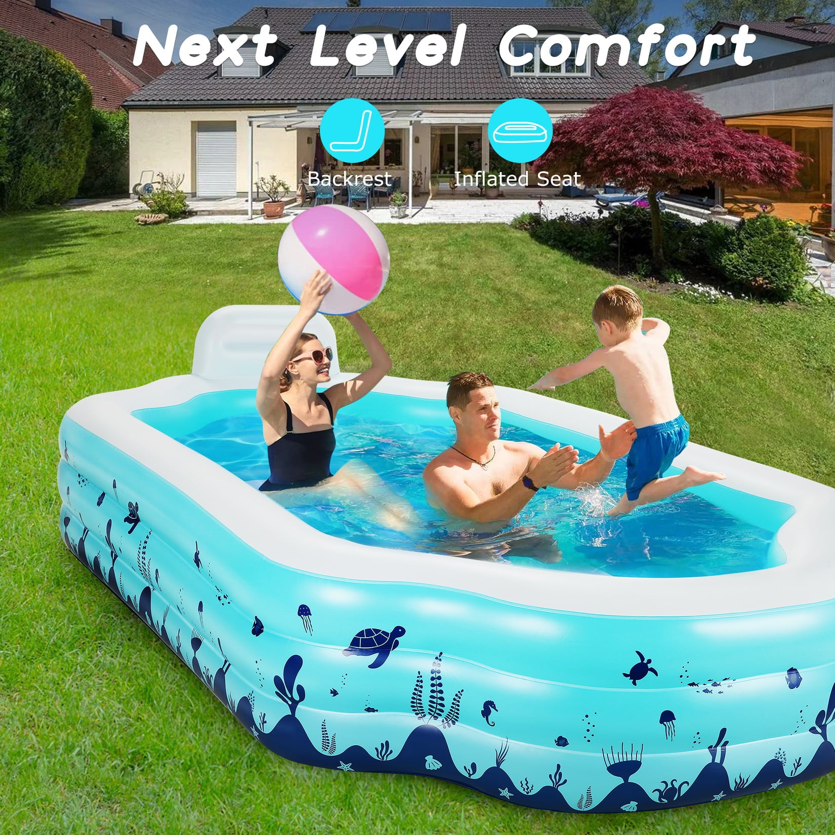 Funcid Inflatable Pool， Inflatable Swimming Pool for Kids and Adults， 120