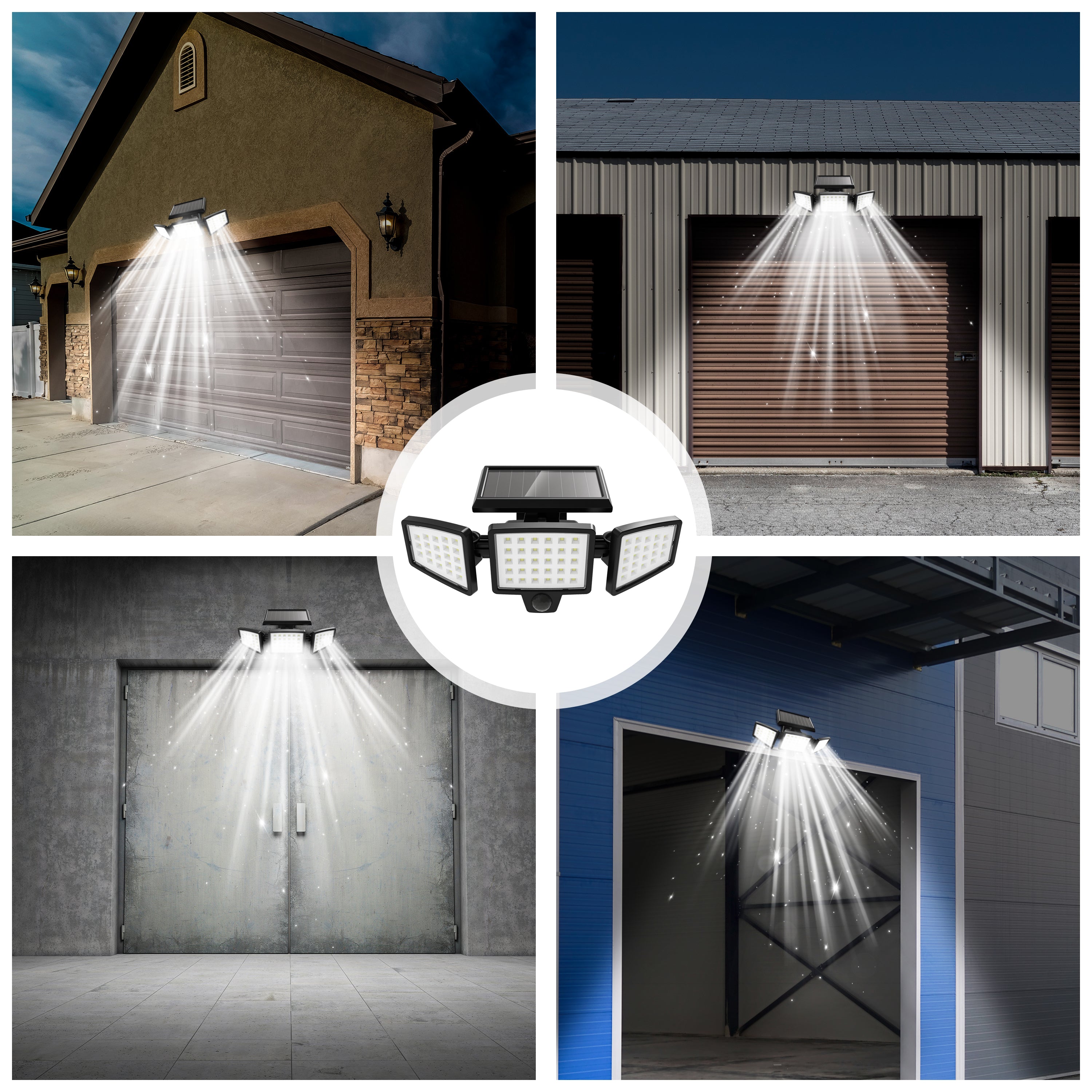 LED Solar Motion Sensor Light Outdoor， 1500 Lumen Flood Light 3 Adjustable Head 270° Wide Angle Illumination Waterproof Bionic Spotlight， Pinegreen Lighting Auto On-Off Wireless Security Light