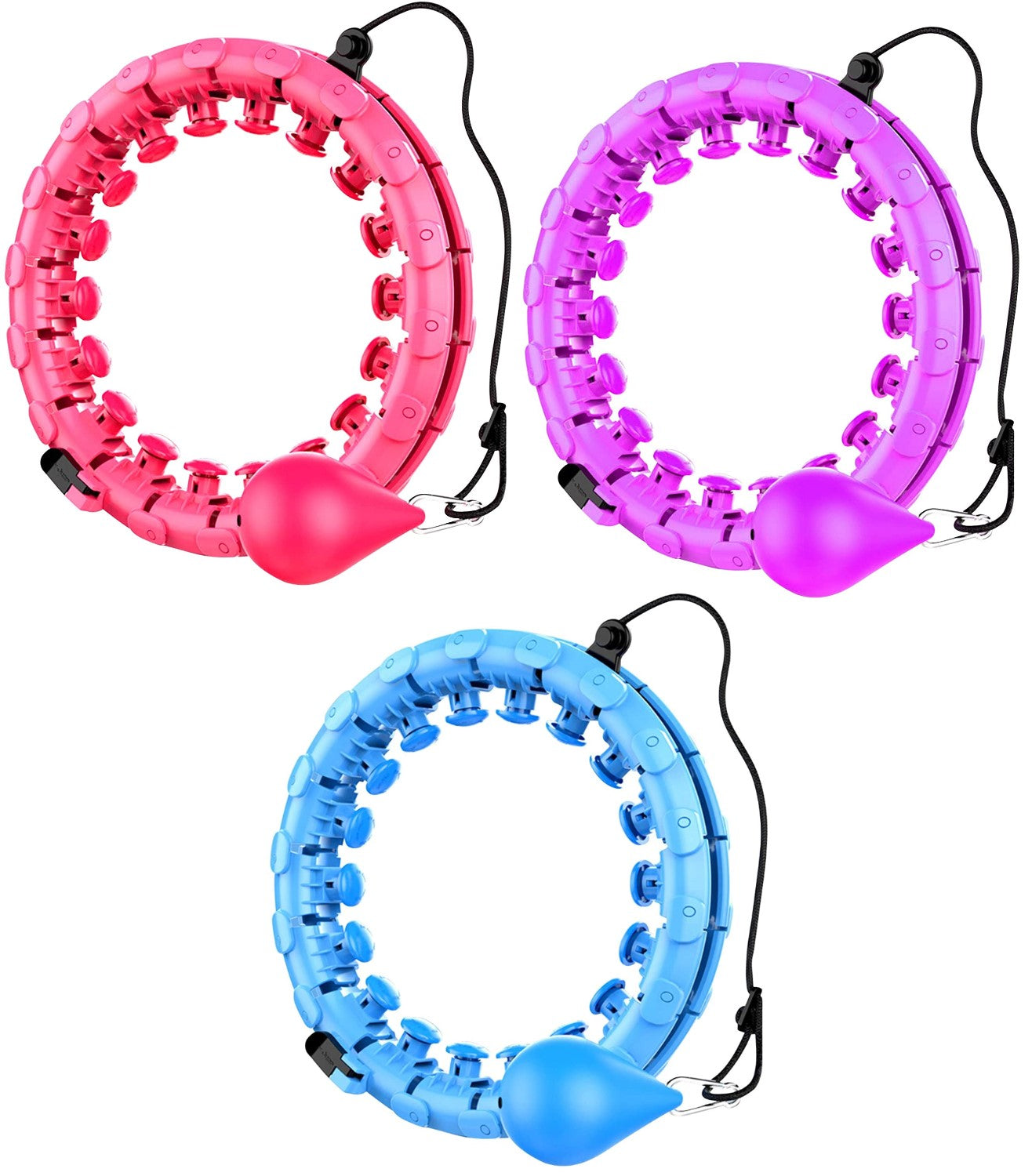 Aptoco 2 in 1 Smart  Fitness Hoop Adults 24 Detachable Knots Weighted Hoop for Exercise， Adults Waist Trainer with Auto-Spinning Ball， Purple， Christmas Gifts