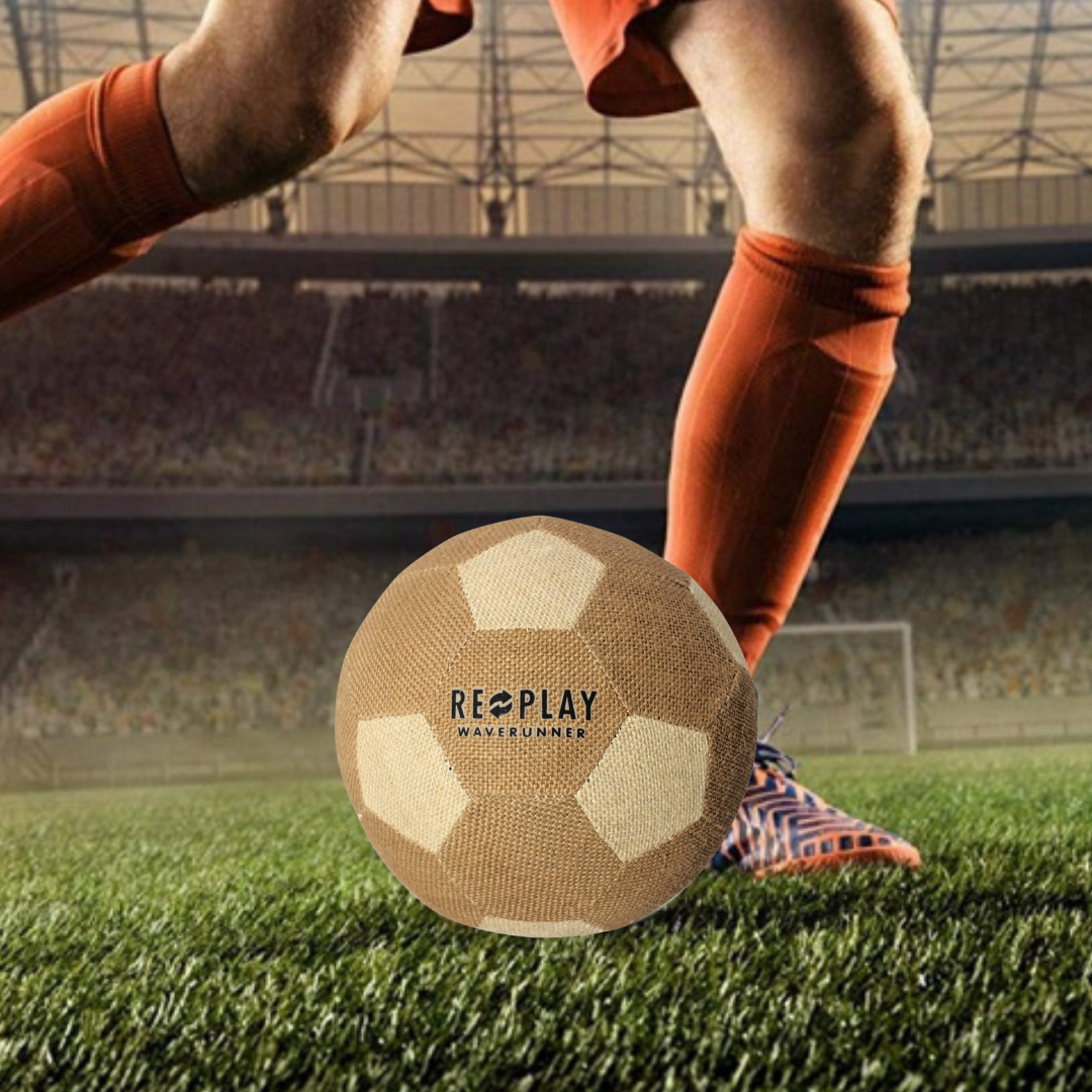 Wave Runner Replay Eco-friendly Kids Soccer Ball 100% Recycled Soccer Balls Size 5 For Sport Play Outdoor ， Made Of 100% Jute