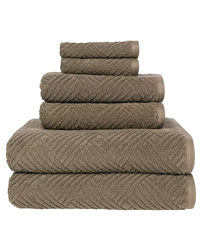 American Dawn Seymour Textured Basket Weave Bath Towel Set， 6 Piece