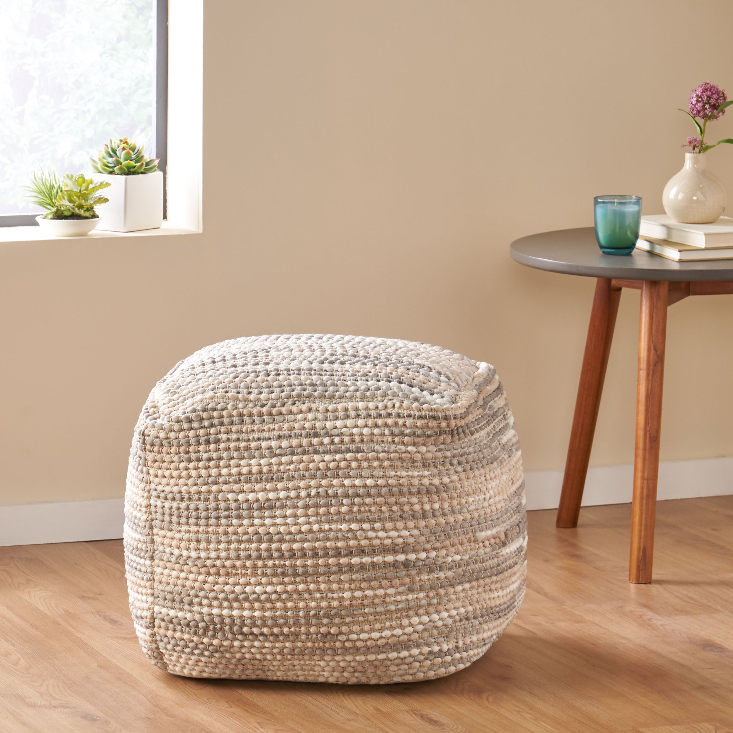 Waterford Handcrafted Boho Fabric Cube Pouf