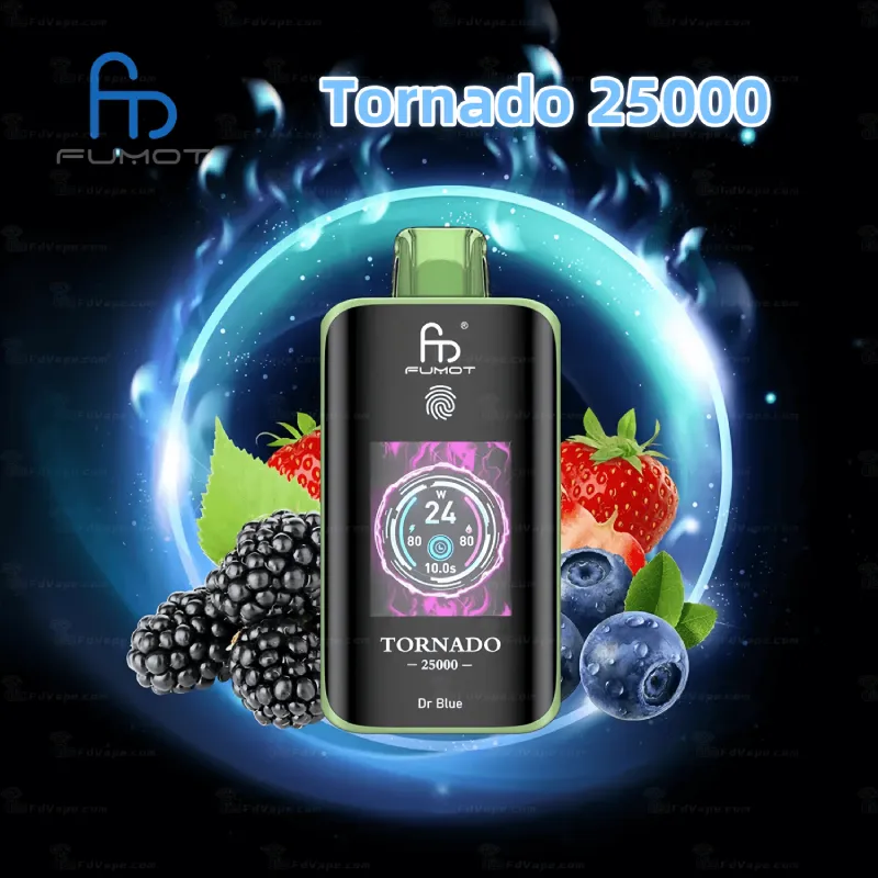 🧊 Fumot Tornado 25K – Disposable Vape with Dual Mesh Coil & LED Display 🍓🥭🍏