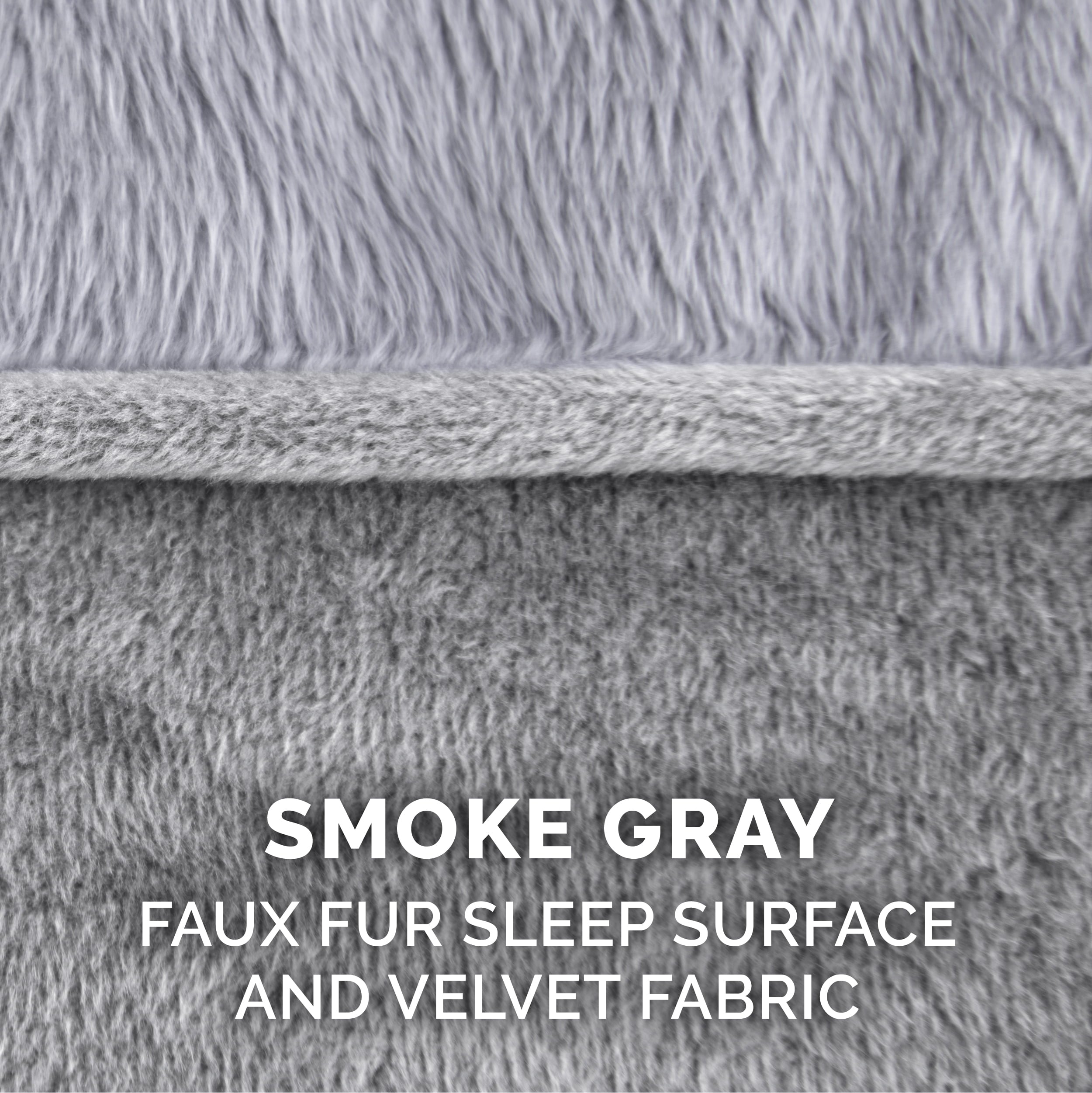 FurHaven | Orthopedic Faux Fur and Velvet Sofa Pet Bed for Dogs and Cats， Smoke Gray， Jumbo