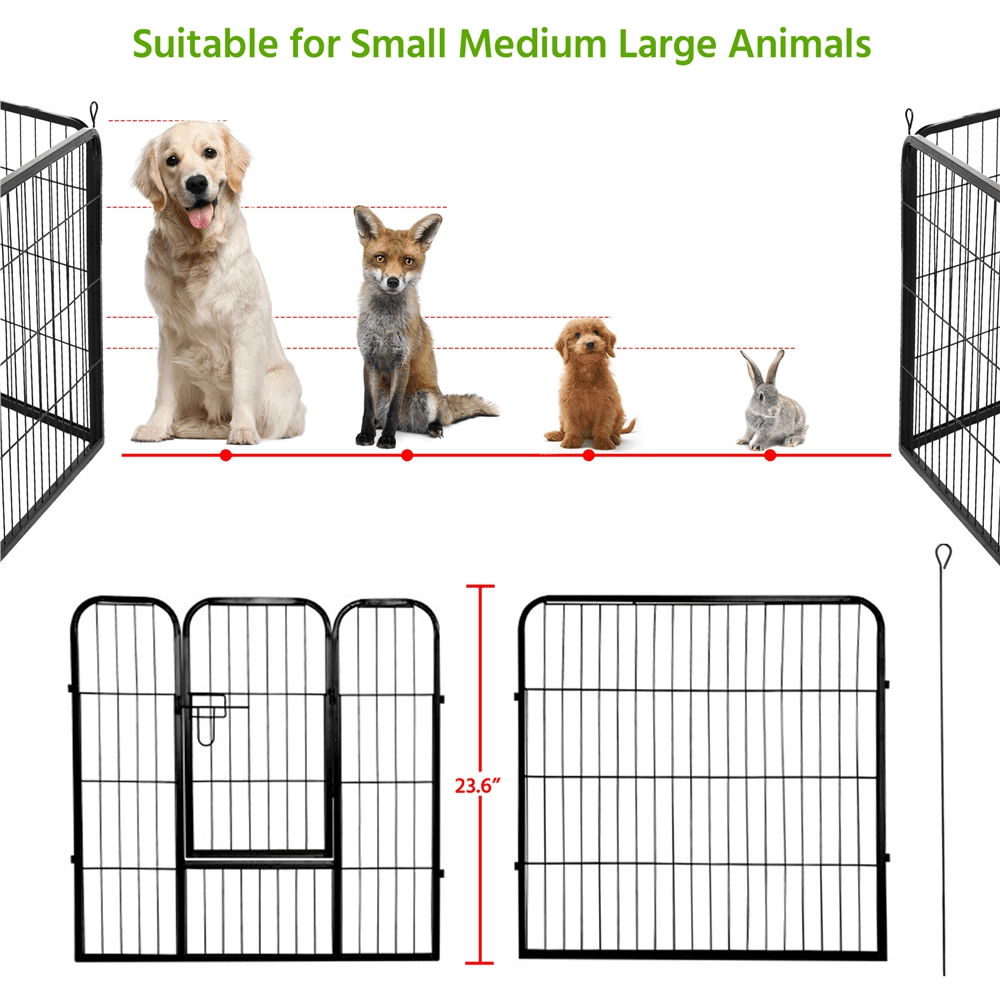Topeakmart 6 Panels Heavy Duty Pet Playpen Dog Exercise Pen Cat Fence， 23.6''H， Black