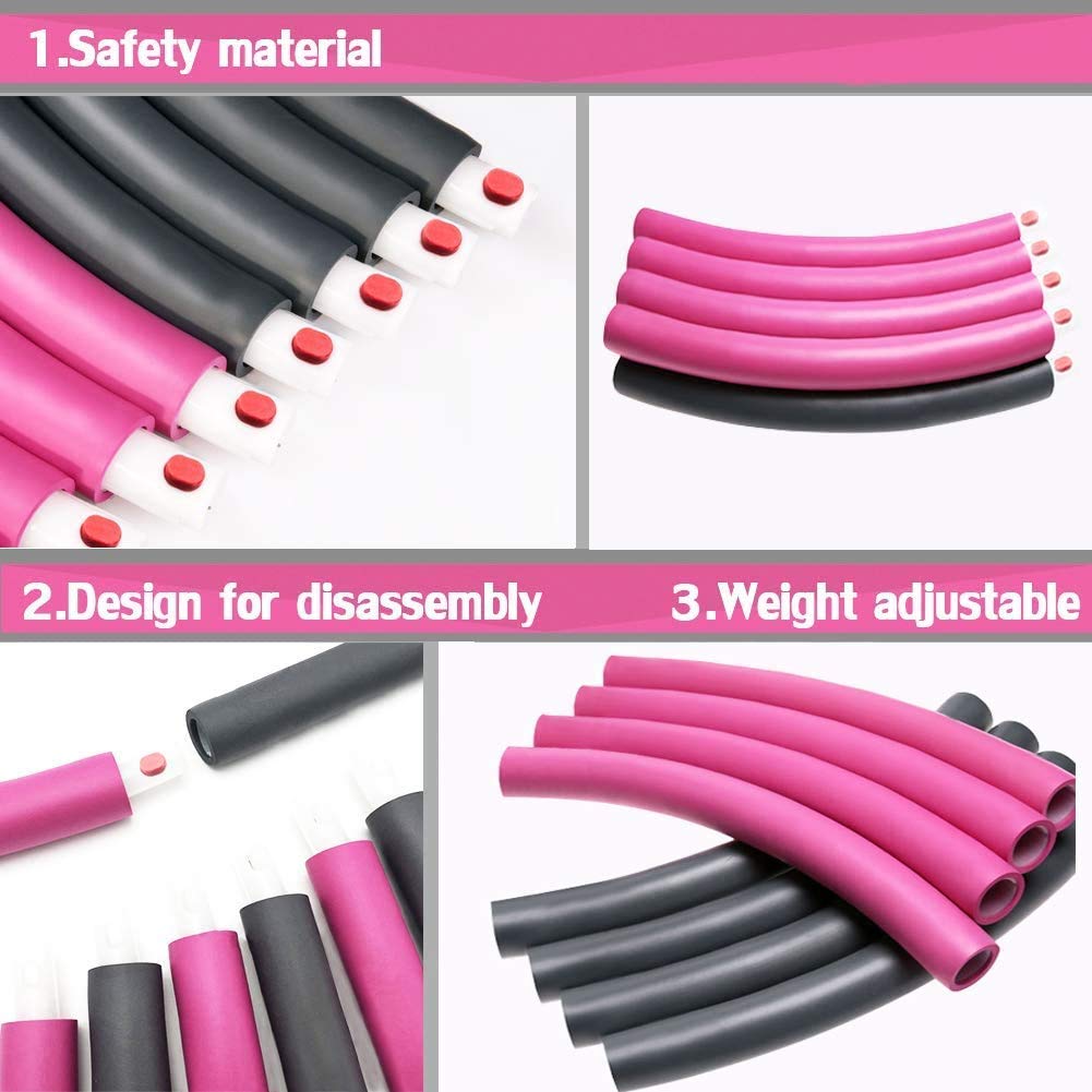 Fitness Exercise Weighted hoops，8 Sections Adjustable Exercise Hoop for Adults ，Professional Soft Workout Hoop for Exercise， Dance， Fitness and Fun
