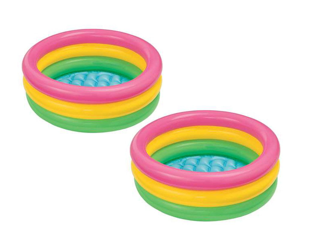 2) Intex Sunset Glow Inflatable Colorful Baby Swimming Pool， Multicolored