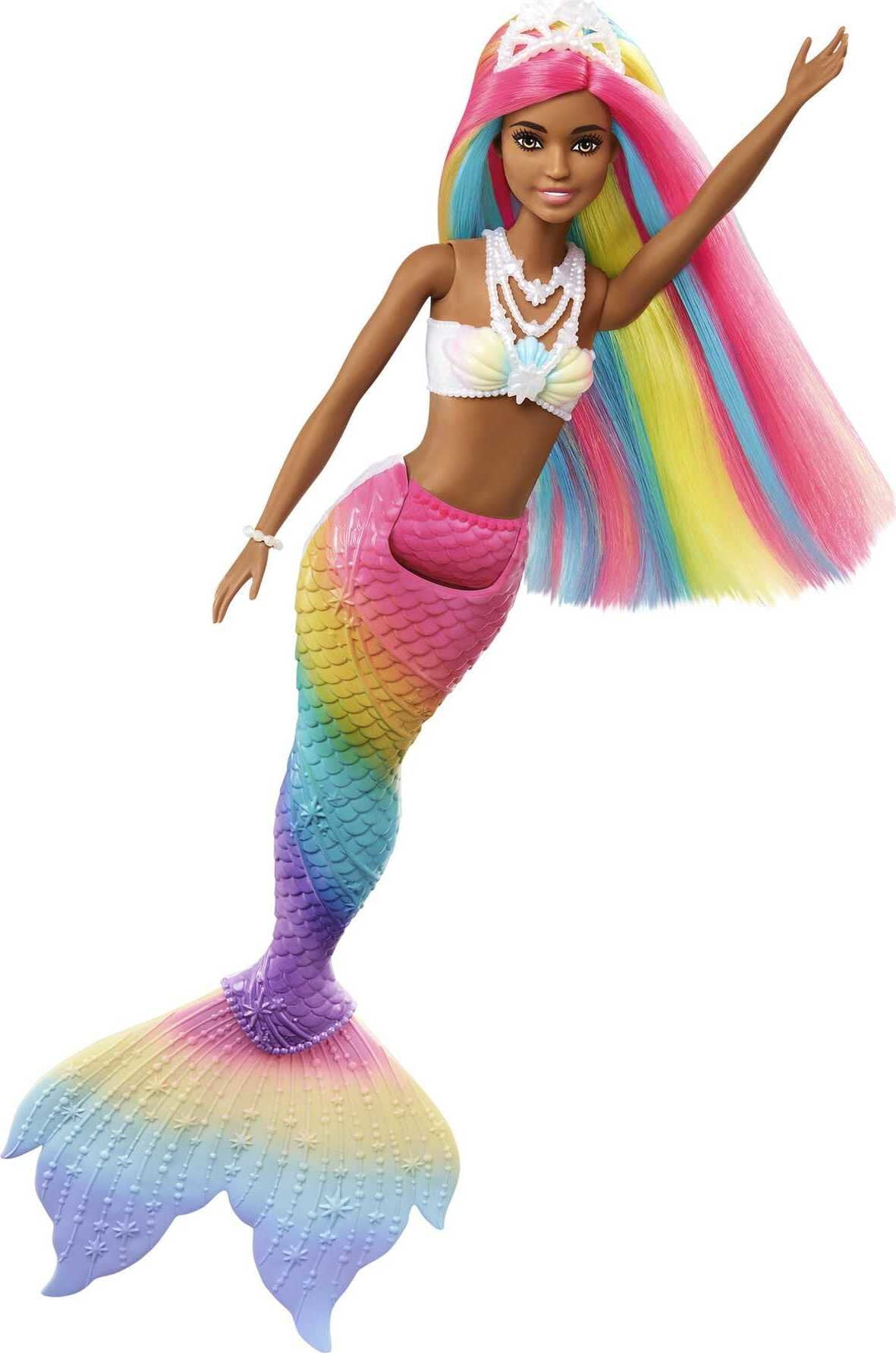 Barbie Dreamtopia Mermaid Doll with Rainbow Hair, Light Brown Eyes & Color-Change Feature