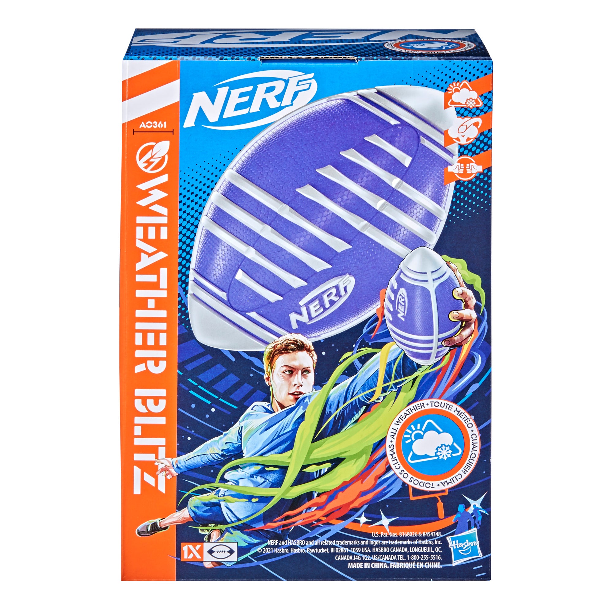 Nerf Weather Blitz Foam Football For All-Weather Play， Silver