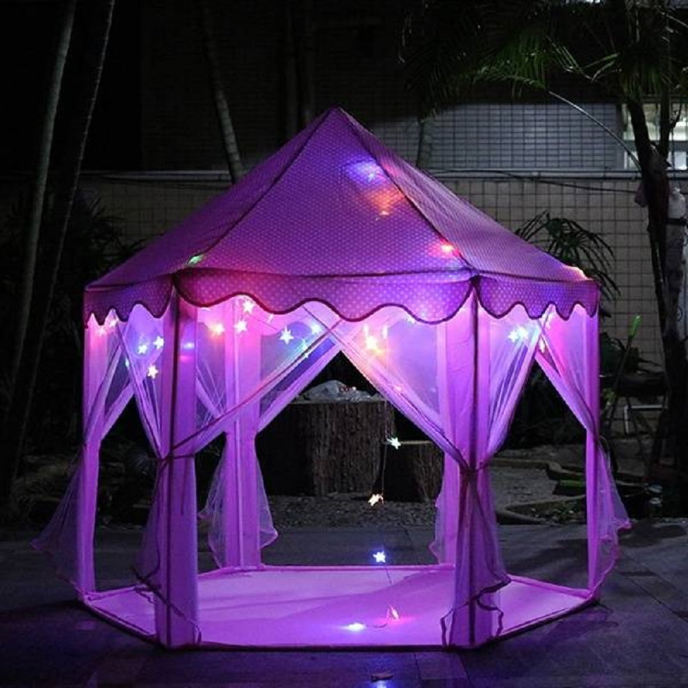 MOCA Princess Castle Play Tent for Girls, Purple Kids Playhouse Tent Indoor Outdoor Games, Hexagon Children Play House Fairy Tent Toys Toddler Gifts