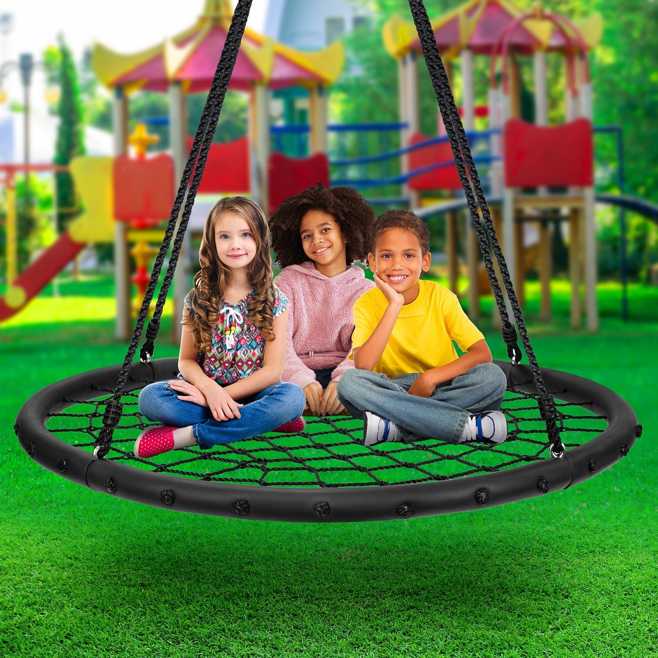 Spinner Swing  Kids Round Web Swing  Great for Tree， Backyard， Playground， Playroom  Accessories Included (40