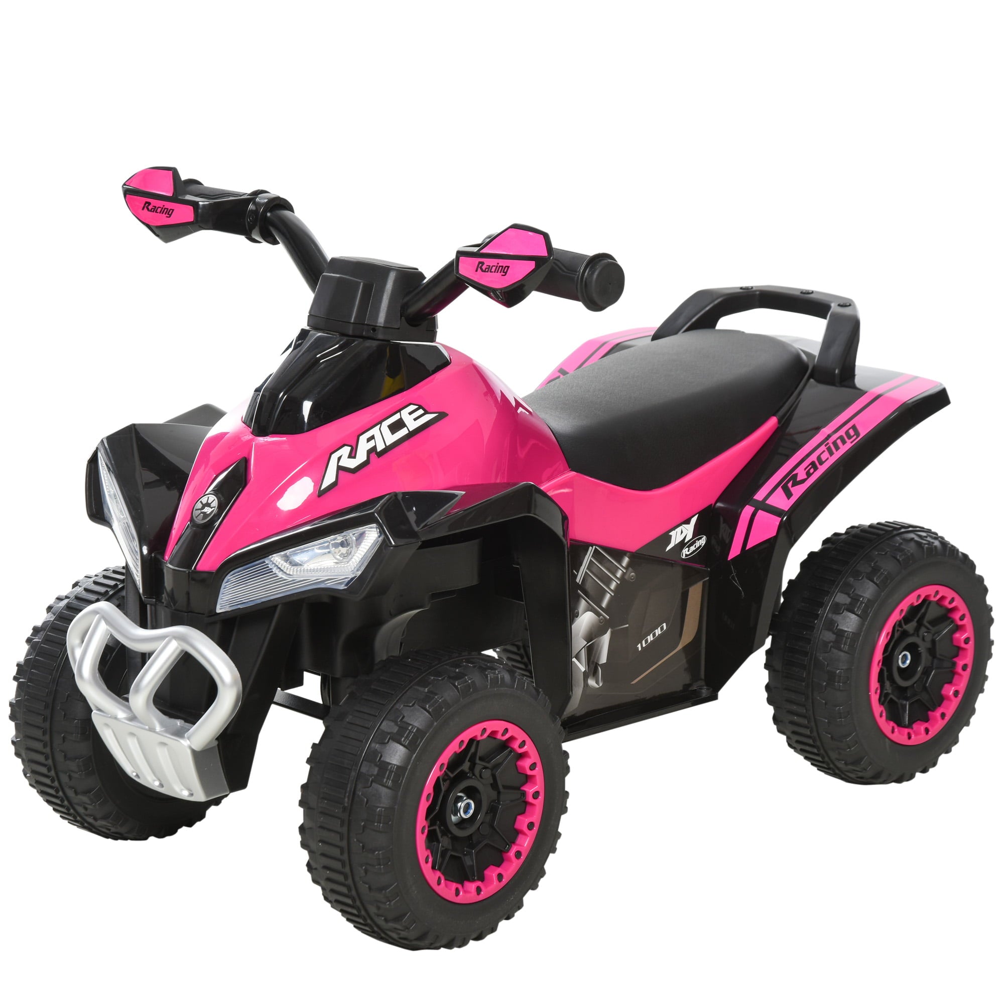 Ride on Push Along for 4 Wheel Foot-to-Floor Sliding Walking Car ATV for 18-36 Months， Pink