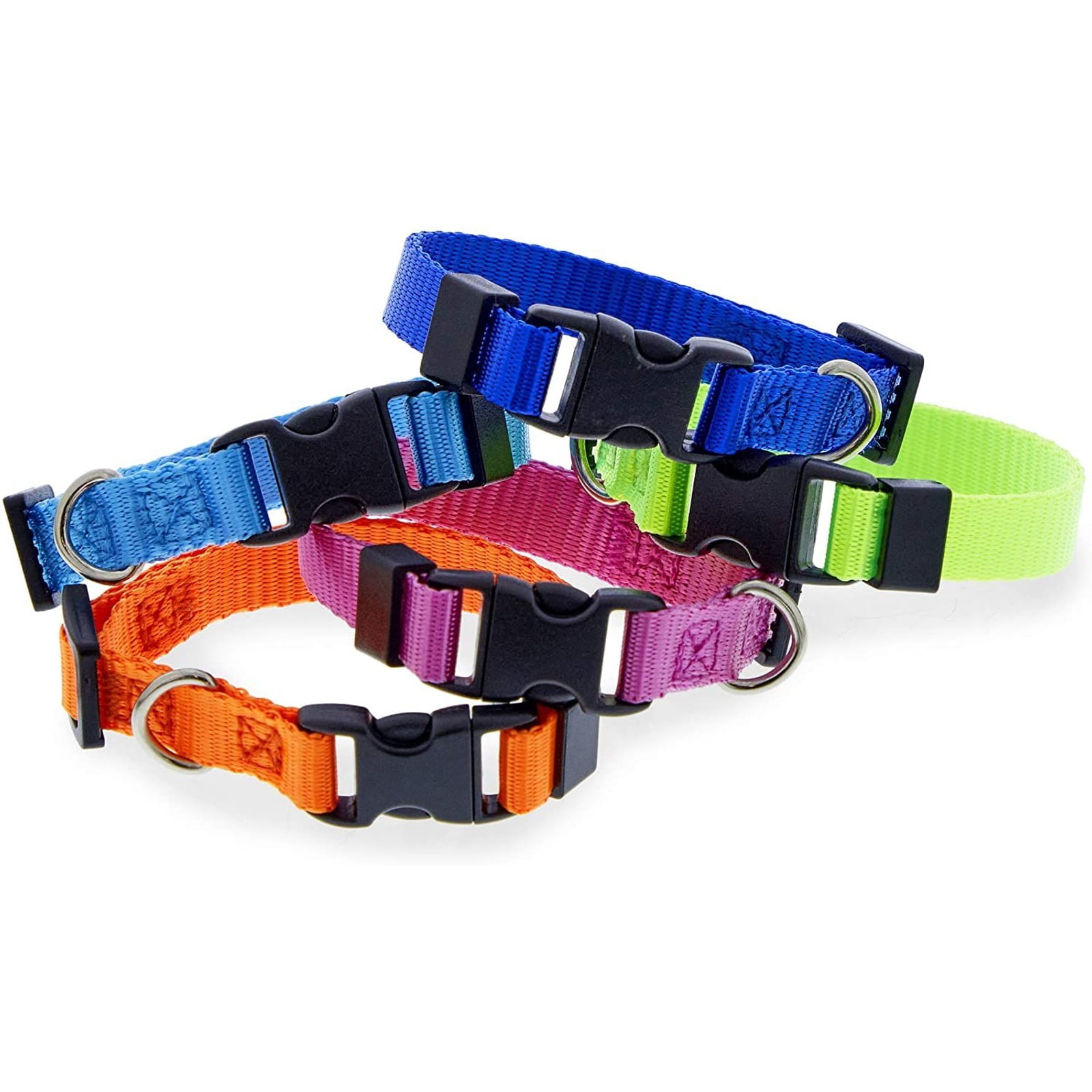 16 Pack Puppy Snap ID Collars for Small Dogs and Puppies， Adjustable， Rainbow Colors (6.5 - 10in)