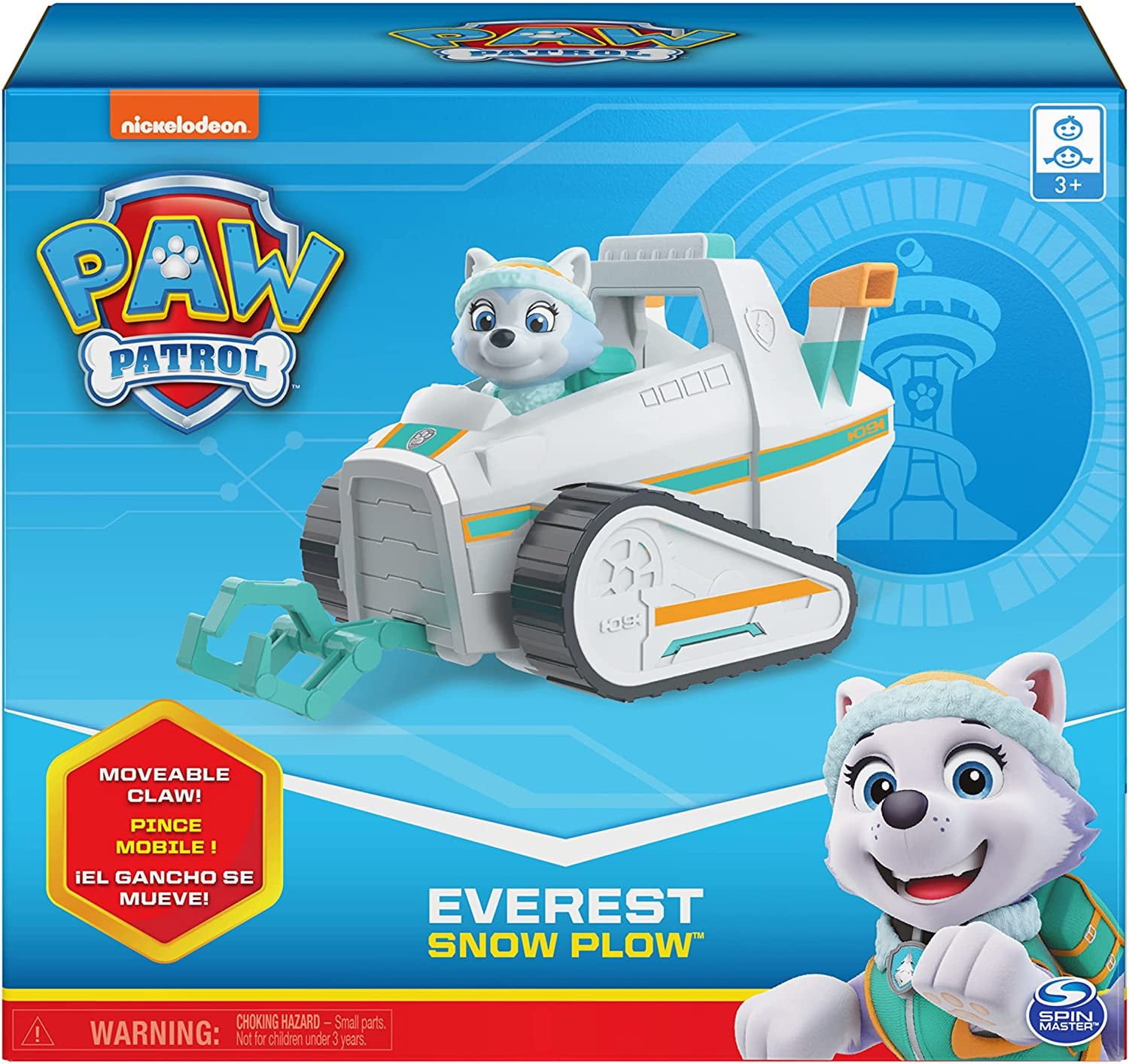 PAW Patrol， Everestâ€™s Snow Plow Vehicle with Collectible Figure， for Kids Aged 3 and Up