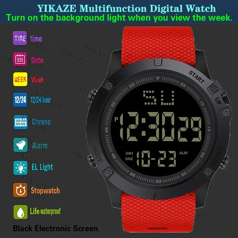 LIUYANGTIAN Y08 Men Sports Watch Multifunction Military Men's Sports Watch Waterproof Luminous LED Digital Electronic Wristwatch for Kid